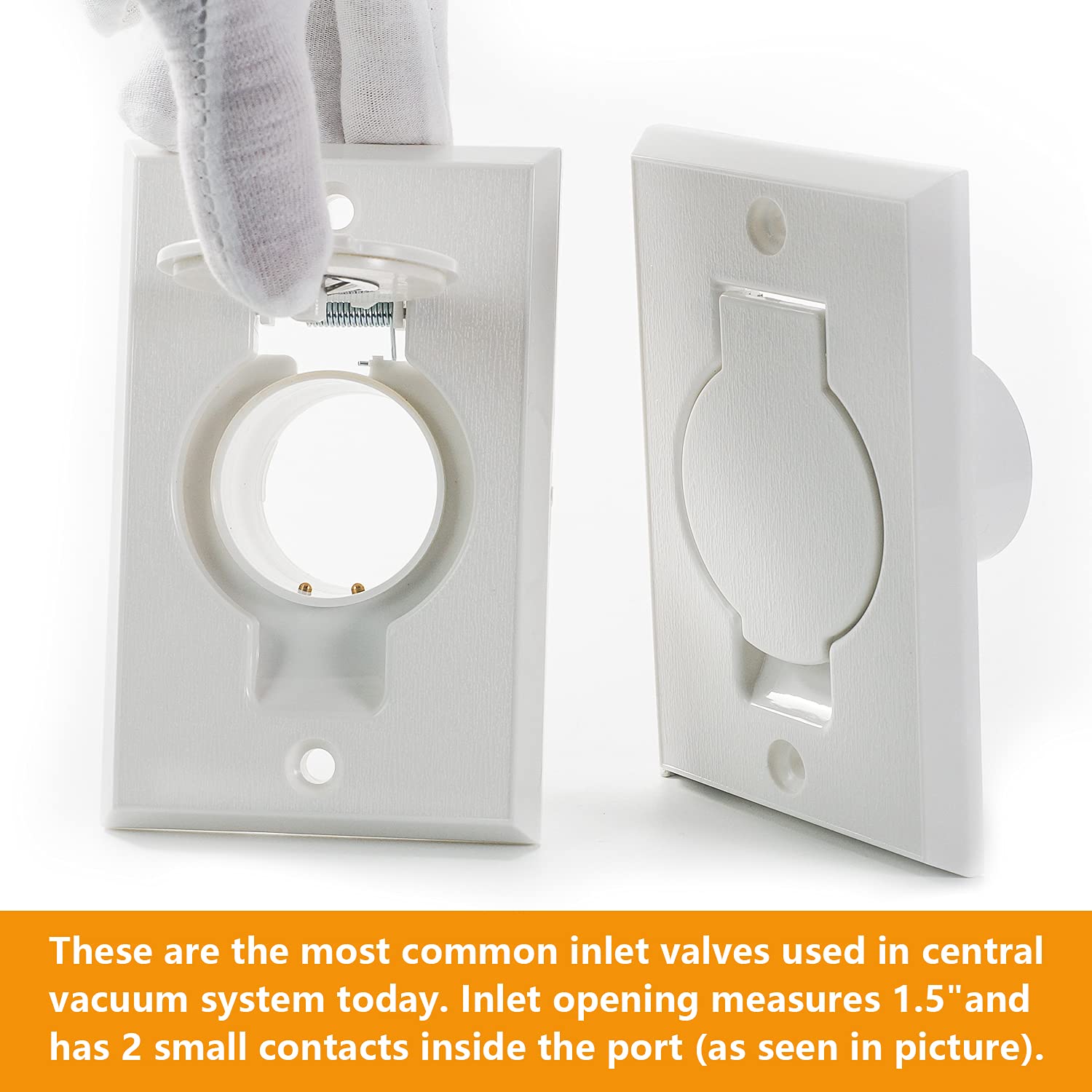 Standard Central Vacuum Wall Plate Inlet Valve Cover - 2 Pack White Round Door for Beam & Nutone Central Vacuum Systems | Perfect for Home & Commercial Vacuum Installations