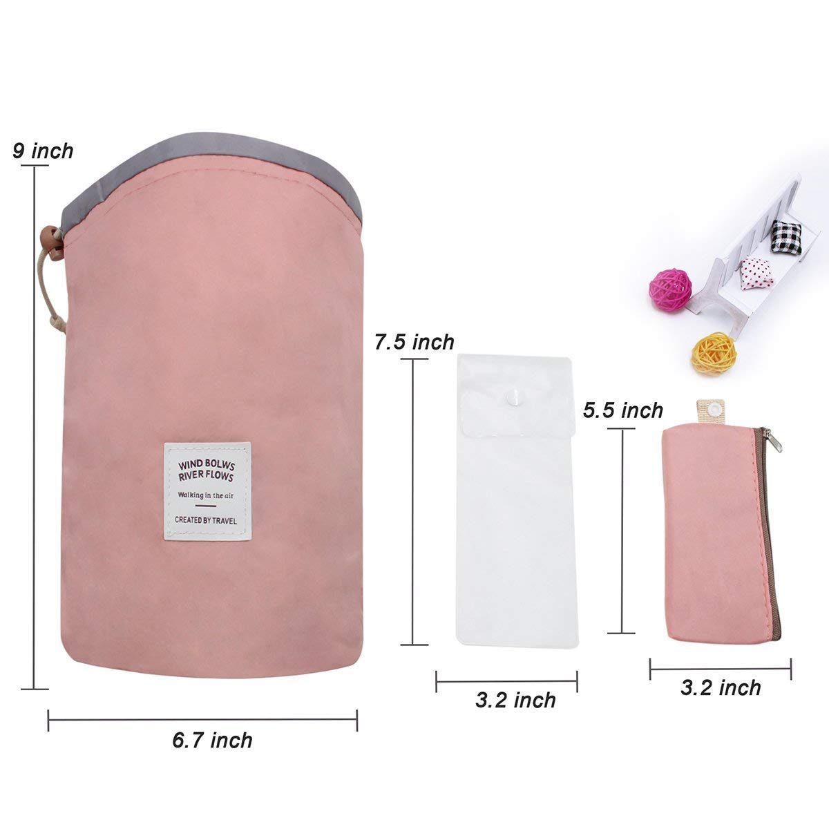 Portable Travel Makeup Bag - Waterproof Cosmetic Organizer Pouch for Women | Mini Toiletry Case & Train Case | Perfect for Vacation, Gym, Airplane Carry-on (Pink)