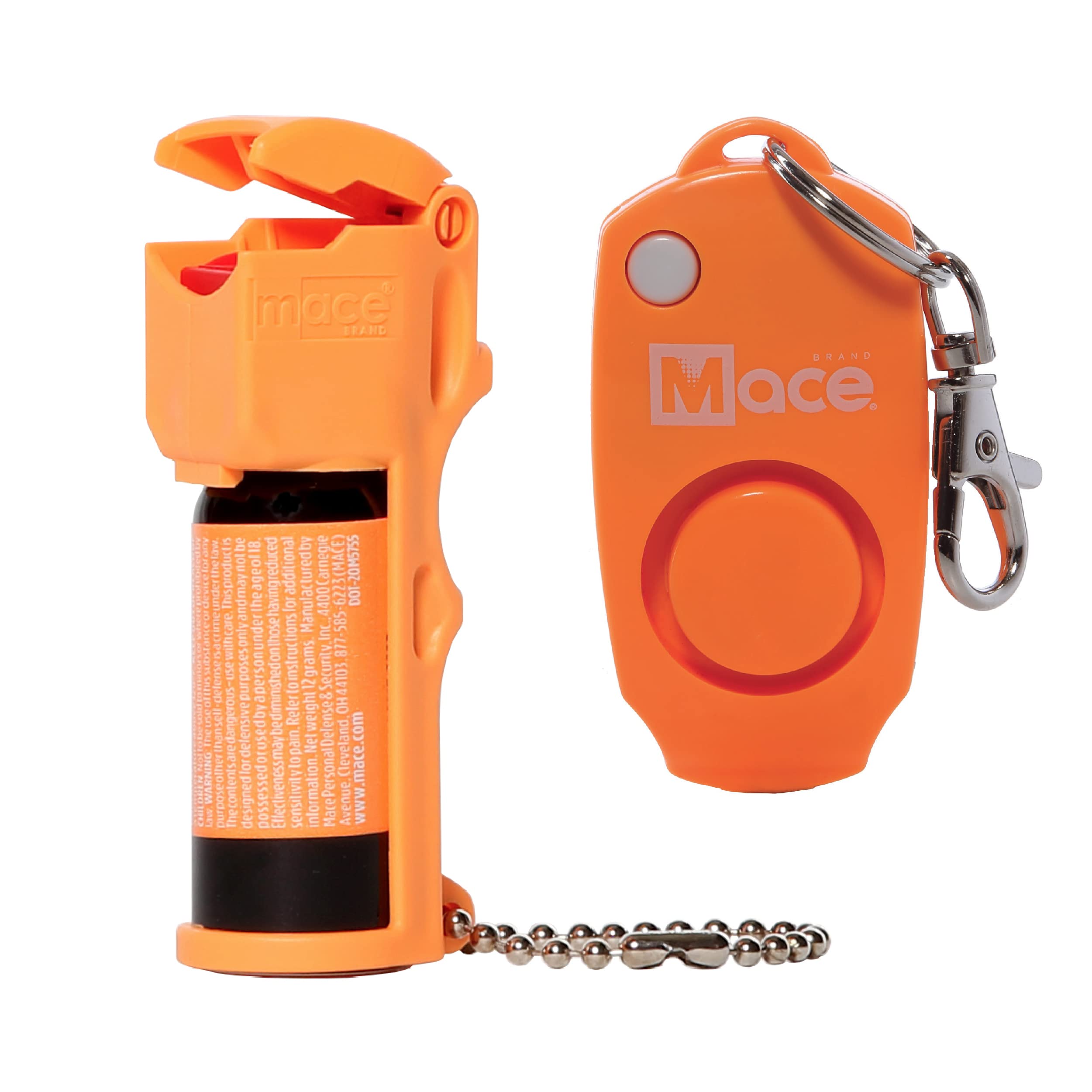 Mace Brand Pocket Pepper Spray and Alarm Combo (Neon Orange) – 10ft Range Self Defense Spray with Flip Top Safety Cap, Personal Alarm & UV Dye Marking – Perfect for Jogging, Night Walks, and Campus Safety