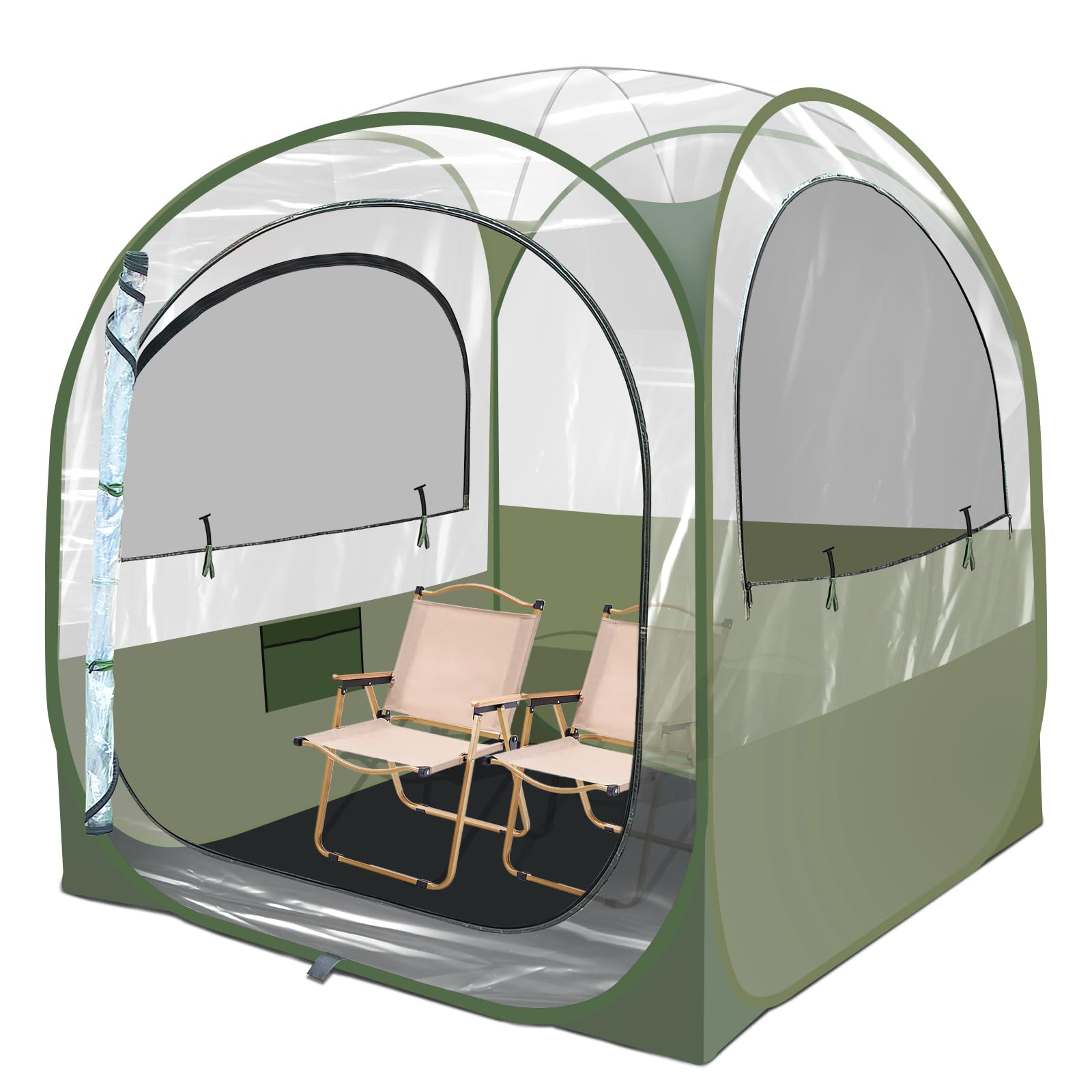 Transparent Popup Tent - Weatherproof Clear Dome with Removable Windows for Garden Parties, Stargazing, Outdoor Lounging, Camping, and Backyard Relaxation