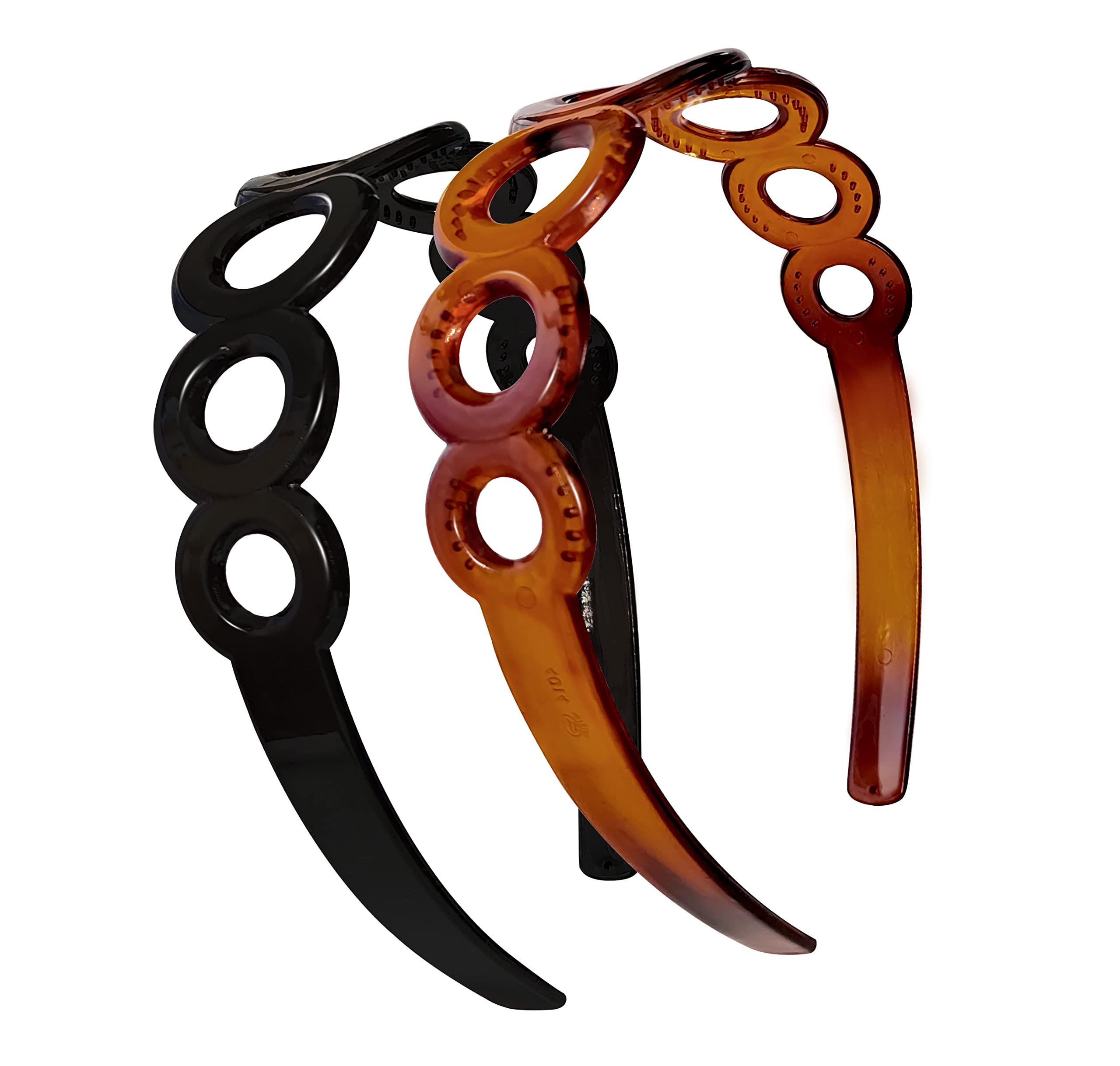 BellaStella Glossy Plastic Hairband & Teeth Comb Set - 2 Pcs Hair Accessories for Women & Girls (Brown & Black) | Perfect for School, Work, and Everyday Styling
