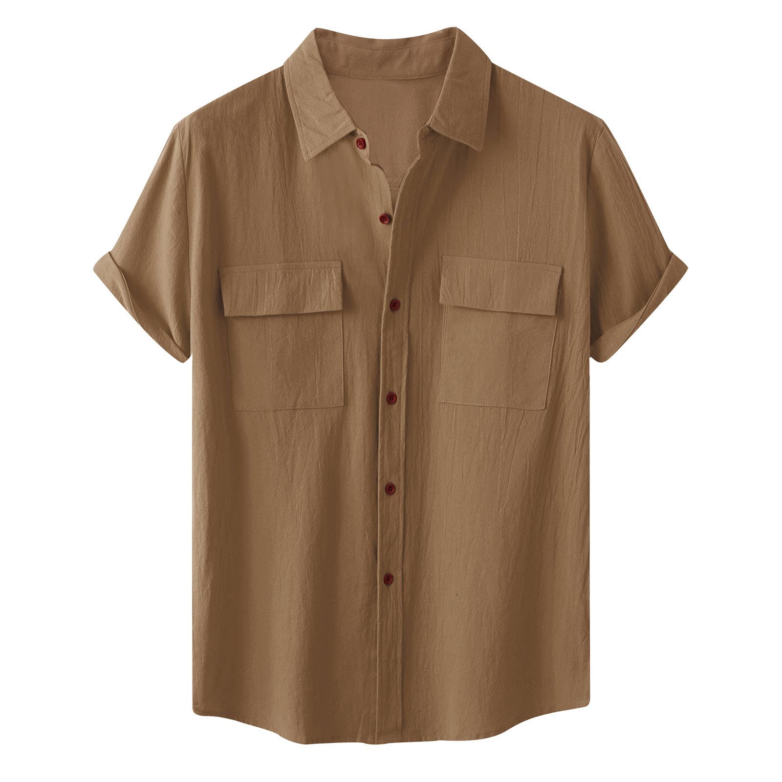 Men's Casual Polo Shirts - Solid Color Button Down Short Sleeve Shirt with Double Pocket & Turn Down Collar | Beach Wear, Summer Outfits, Office Casual & Weekend Style