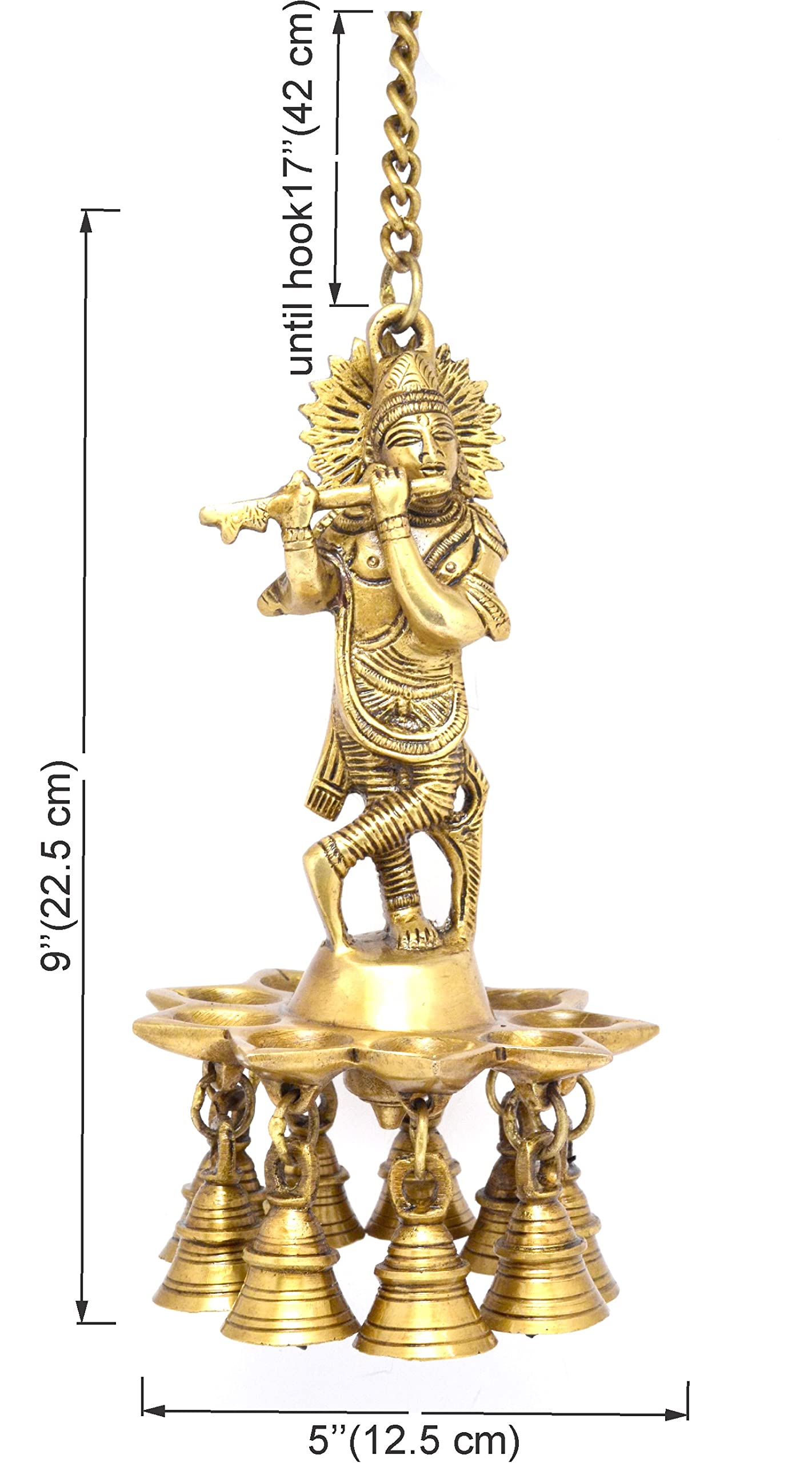 Krishna Brass Hanging Diya - Home Decor for Festivals & Pooja