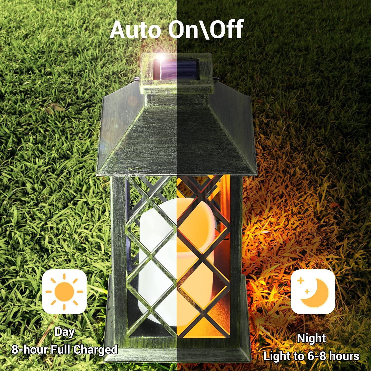 OxyLED 2 Pack Solar Powered Outdoor Hanging Lanterns - Waterproof LED Solar Lights with Flickering Flameless Candles for Patio, Garden, Pathway & Table Decor | Perfect for Camping, Backyard Parties & Emergency Lighting