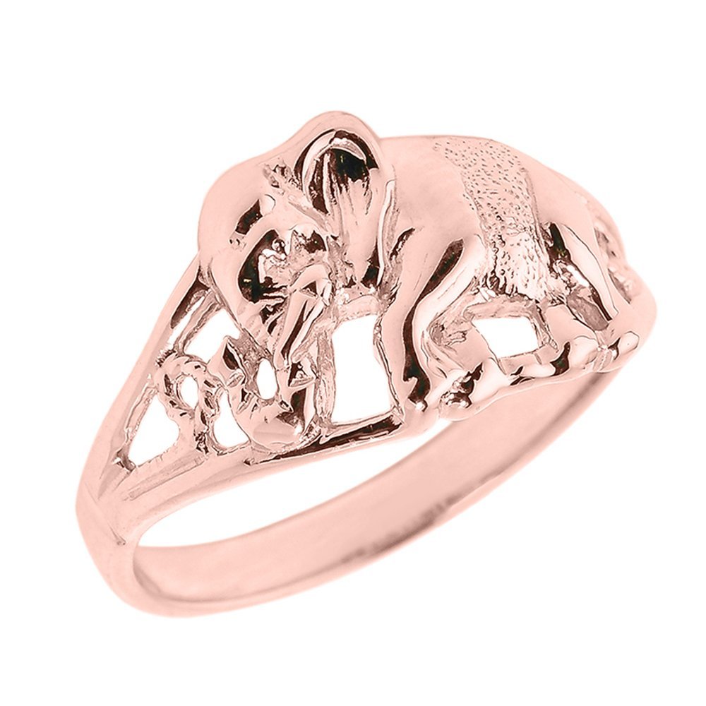 10k Rose Gold Indian Elephant Ring for Women - Elegant Open Design Animal Jewelry - Perfect for Gifts, Parties, and Boho Fashion
