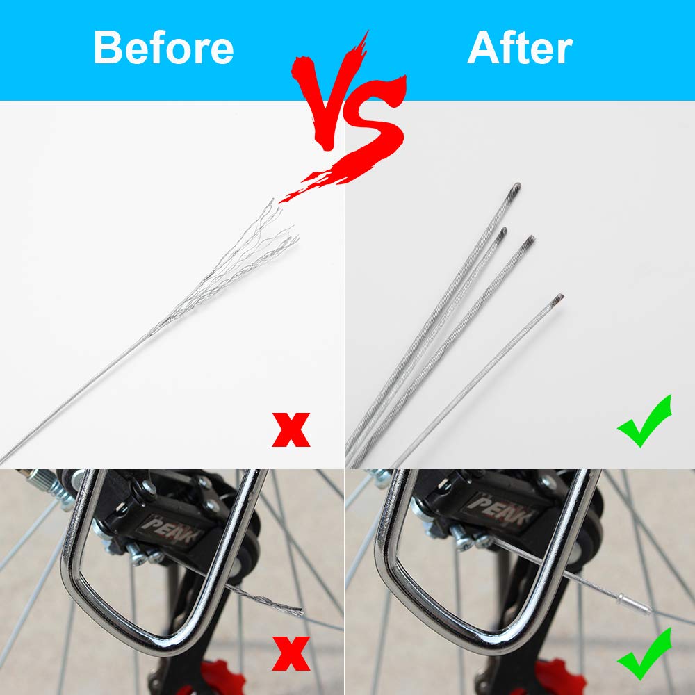 Universal Mountain Bike Brake & Gear Shift Cable Kit - 2M Long Inner Wire Set with Alloy End Caps - Compatible with MTB & Mountain Bikes - Perfect for Brake Replacement & Gear Adjustment