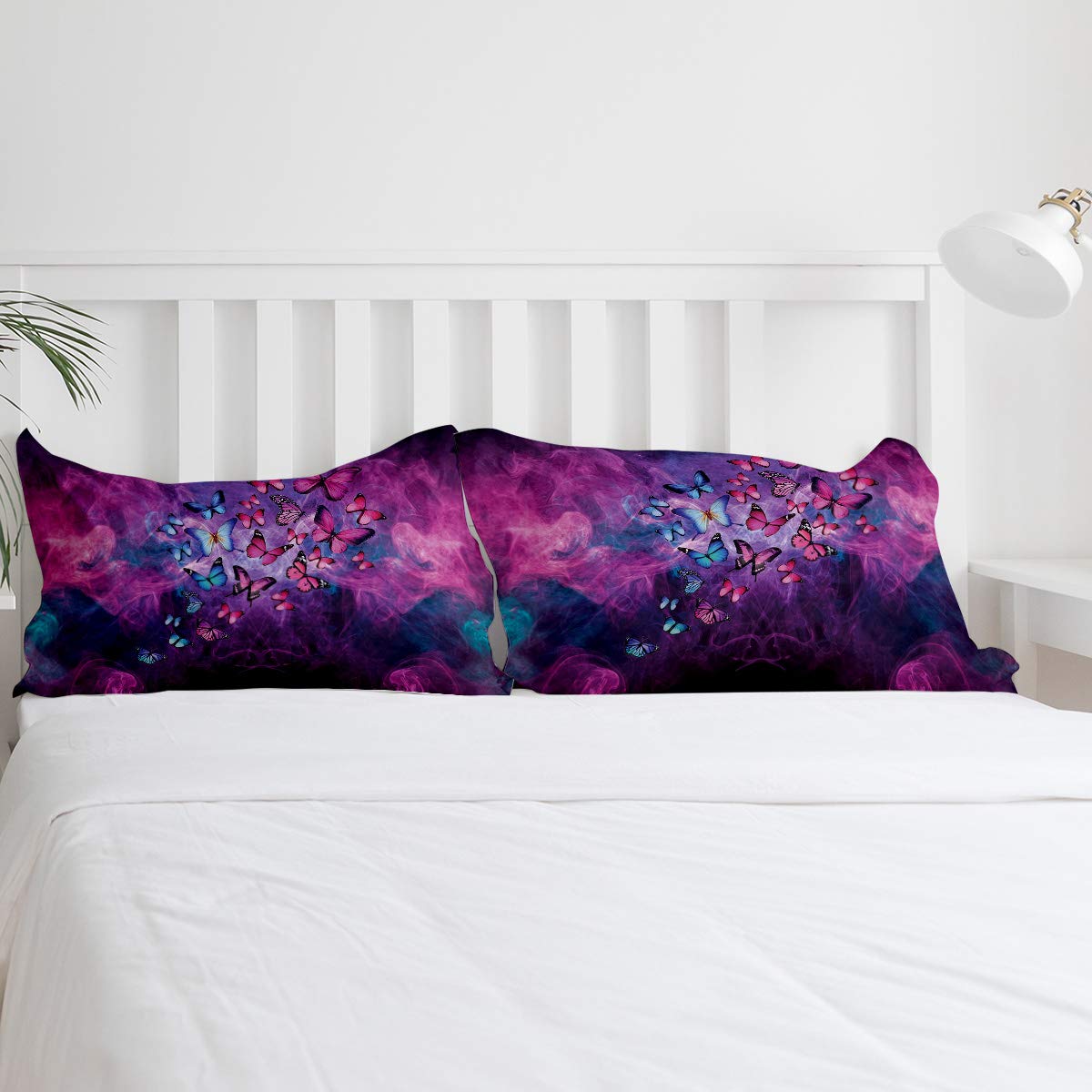 3 Piece California King Bedding Set - Purple Butterflies Abstract Art Duvet Cover with Zipper Closure for Kids, Teens & Adults | Soft & Cozy Comforter Set for Bedroom Decor, Guest Room & Dorm Essentials