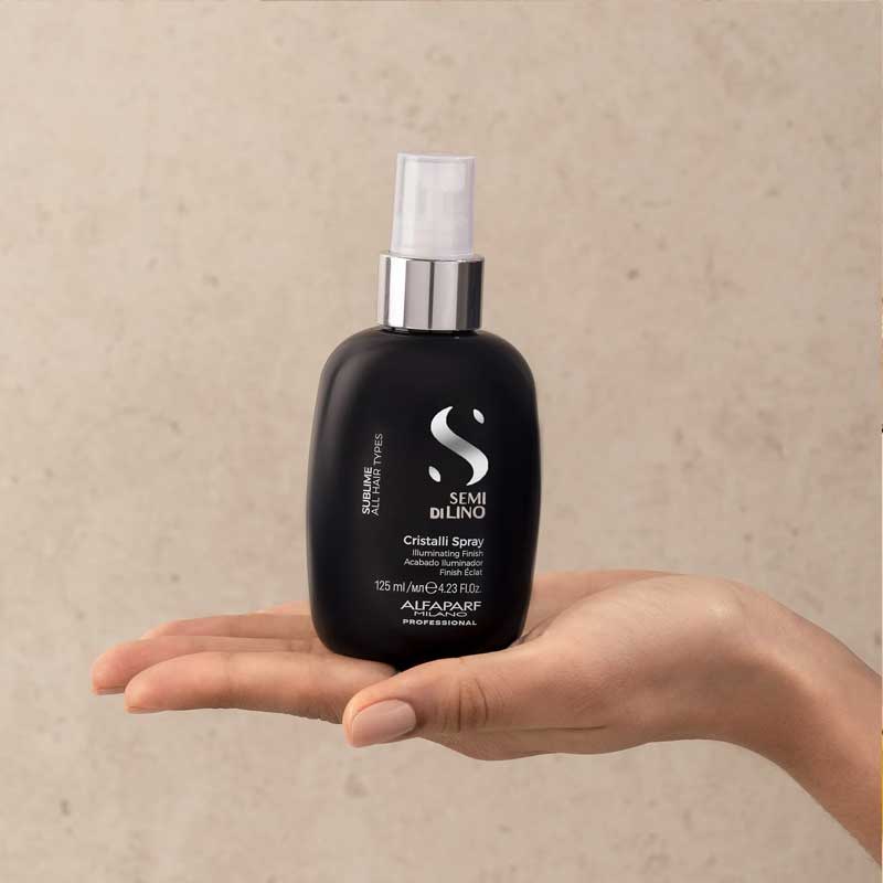 Alfaparf Semi Di Lino Sublime Cristalli Shine Enhancing Hair Spray - Adds Brilliant Shine & Smoothness for Salon-Quality Hair at Home | Perfect for Daily Styling & Special Occasions