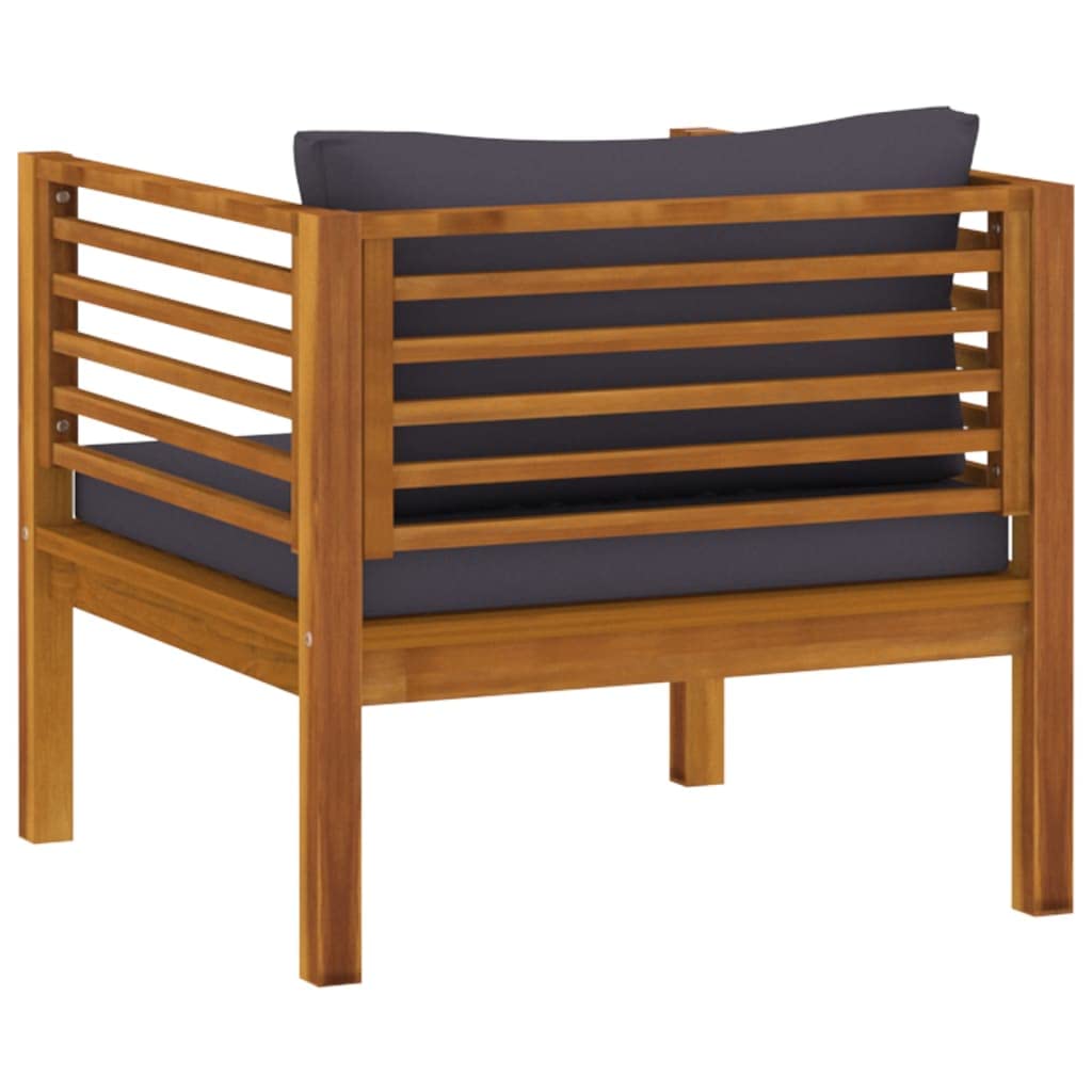**Dark Gray Cushioned Acacia Wood Patio Chair - All-Weather Outdoor Furniture for Garden, Pool, Backyard, Deck & Poolside - Perfect for Relaxing & Entertaining**