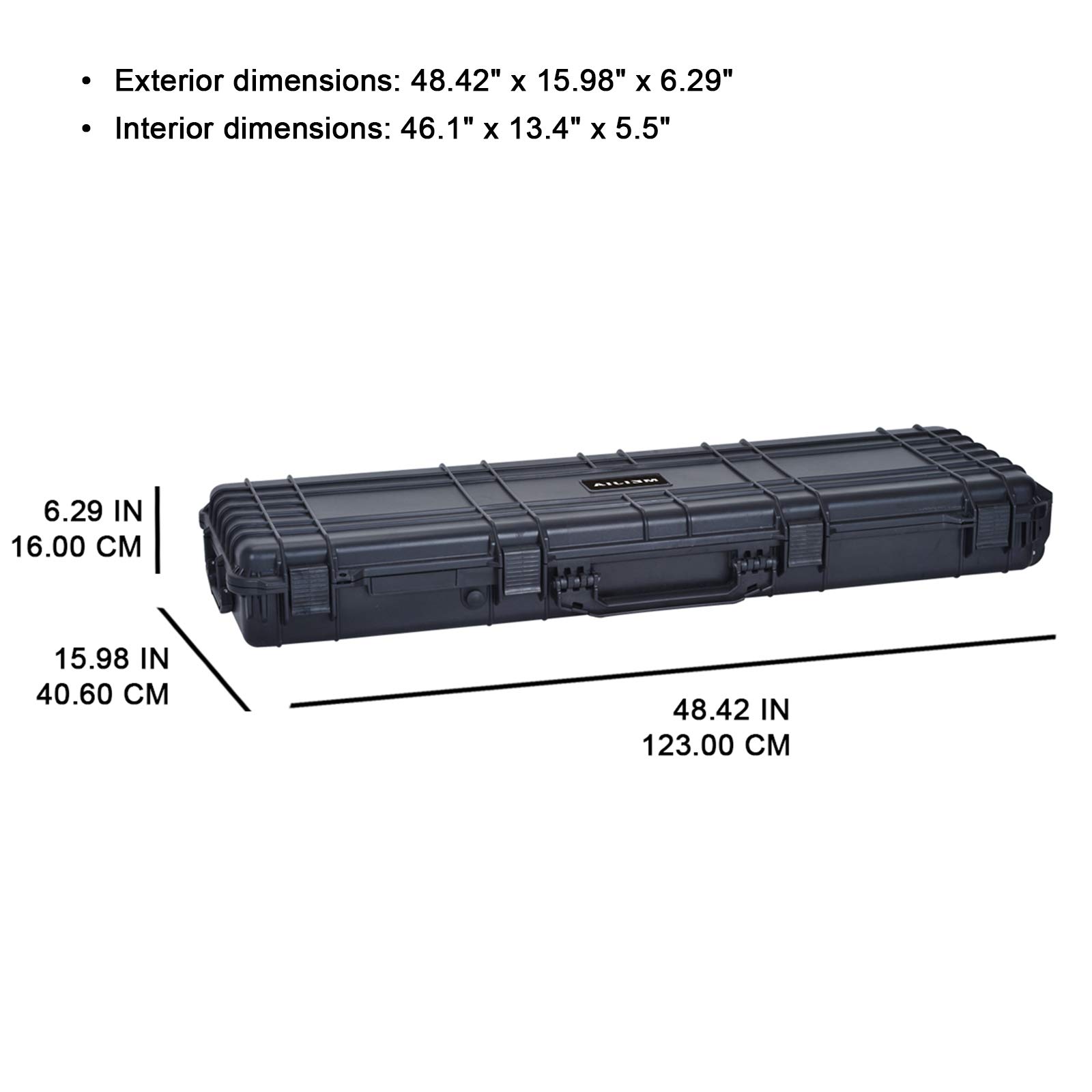 MEIJIA Waterproof Rolling Rifle Case with Wheels & Foam - for Guns, Shotguns, Airsoft - Outdoor & Range Use