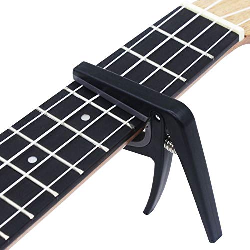 Premium Quick-Change Ukulele Capo for 4-String Guitars & Ukuleles - Single-Hand Operation - Durable Guitar Accessories (Black) - Perfect for Live Performances, Practice Sessions & Traveling Musicians