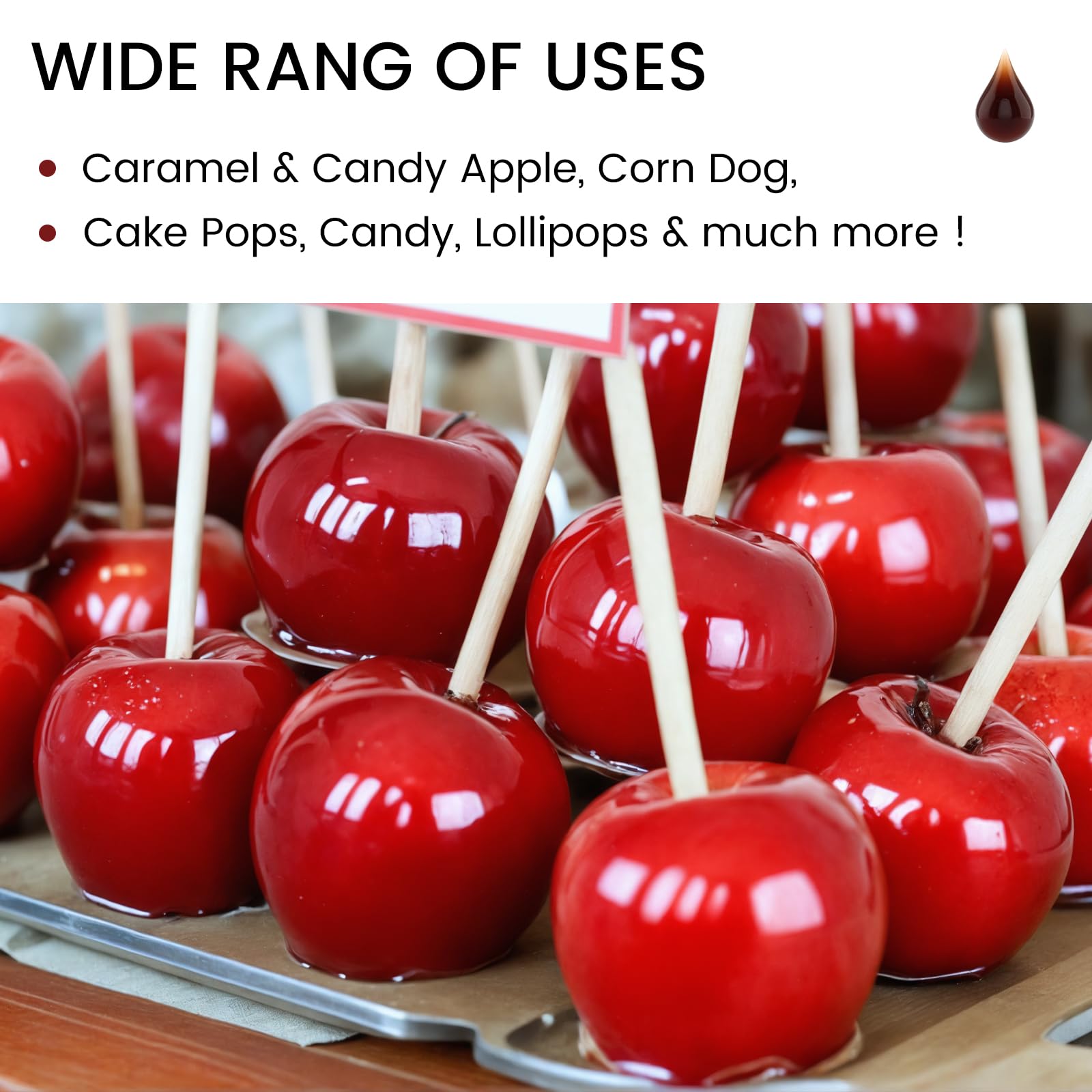 Natural Wooden Candy Apple Skewer Sticks - 6mm x 5.25 Inch Semi-Pointed BBQ Sticks for Caramel Apples, Cotton Candy, Rock Candy, Lollipops & Corn Dogs - Perfect for Halloween Treats, Party Snacks & Summer Barbecues