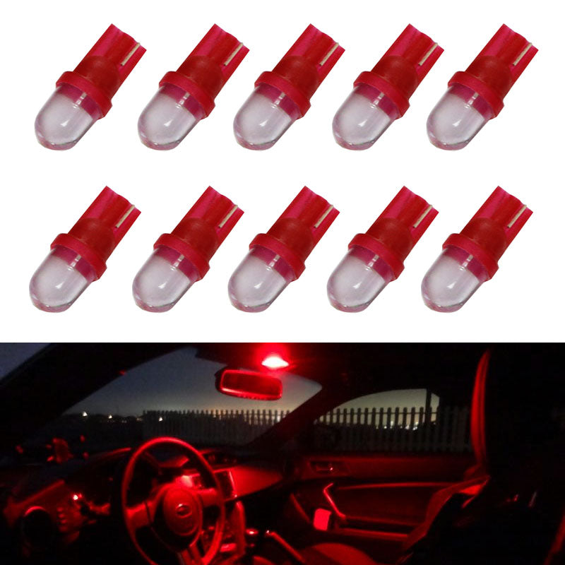 10 Pack Red LED Bulbs 168 175 194 2825 W5W T10 - Super Bright Car Interior Lights for Dome, Map, License Plate & Dashboard Lighting