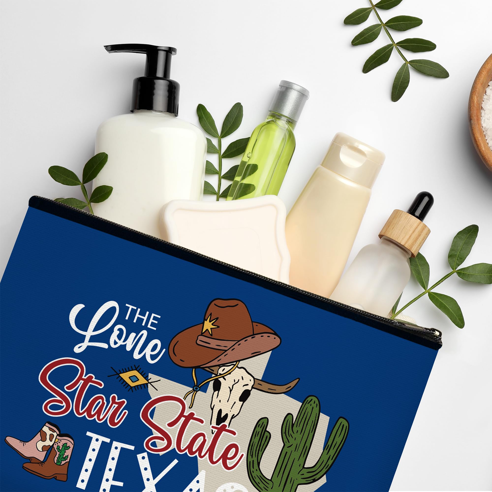 4pcs Texas-Themed Makeup Bags for Women - Waterproof Cosmetic Travel Organizer Zipper Pouch (Perfect for Vacation, Birthday Gifts, Christmas Party Favors & Sister Presents) - Great for Travel, Daily Use & Texas Souvenir Collectors