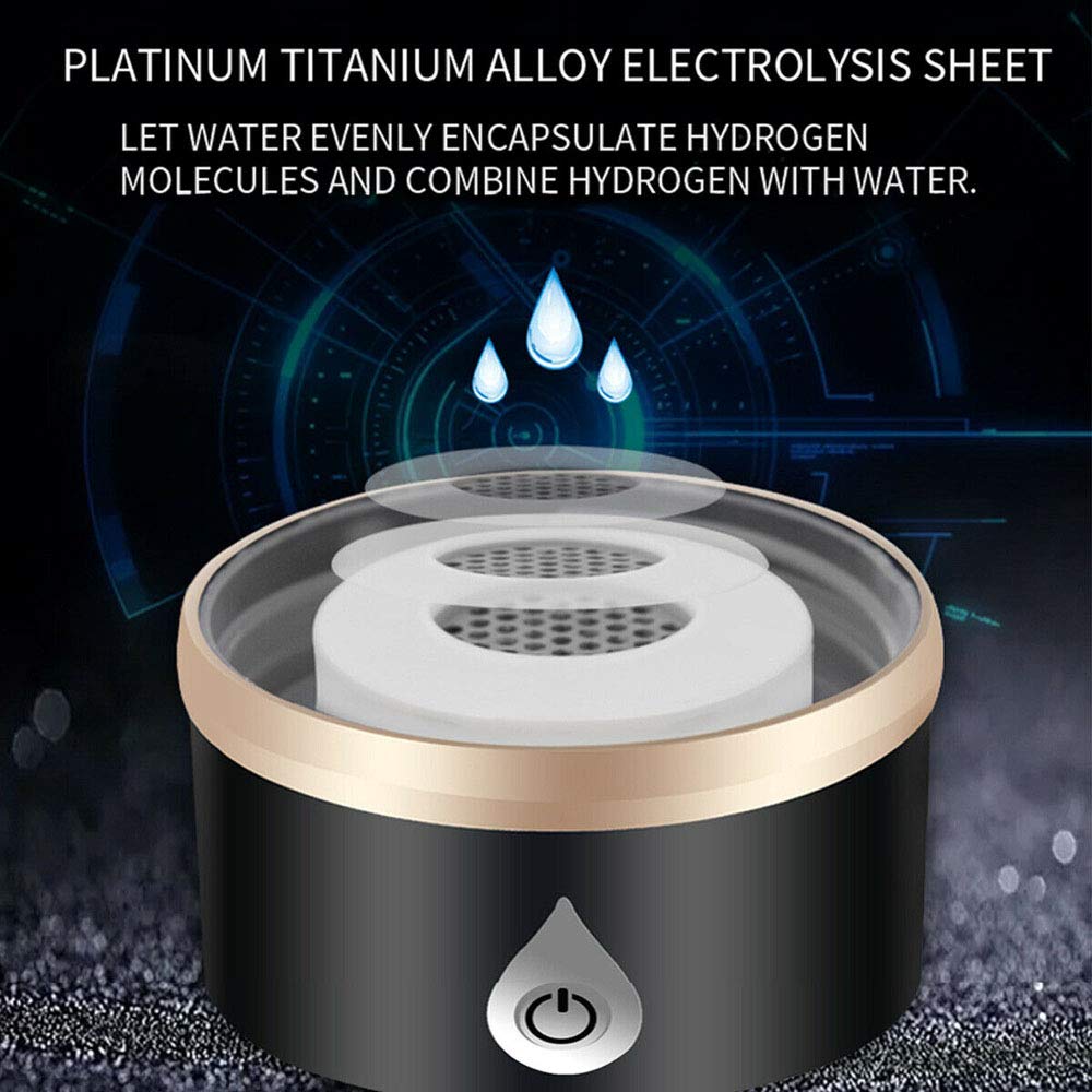 Gaone Hydrogen Water Generator Bottle - 420ML Portable Hydrogen Rich Water Maker with 1500PPB, USB Rechargeable Drinking Cup (Black) for Home, Office & Travel Hydration