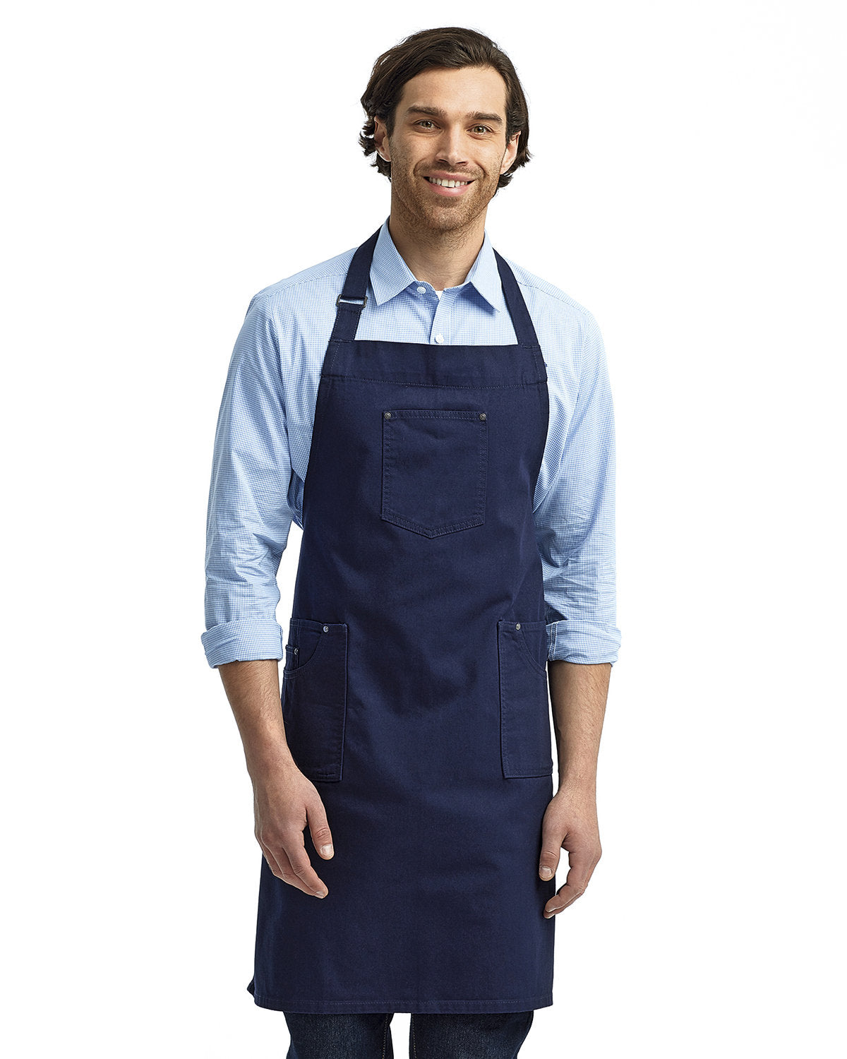 Reprime RP132 Unisex Cotton Chino Bib Apron - Artisan Collection for Cooking, Baking & Grilling - Durable Workwear for Chefs, Bartenders & BBQ Enthusiasts