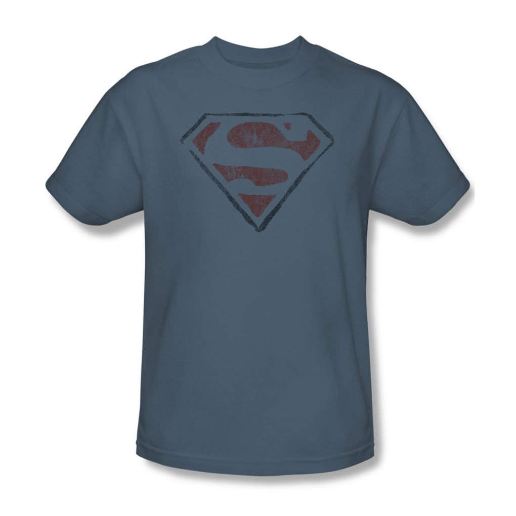 Vintage Superman Men's T-Shirt - Classic Slate Blue Superhero Graphic Tee for Casual Wear & Comic Con Outfits