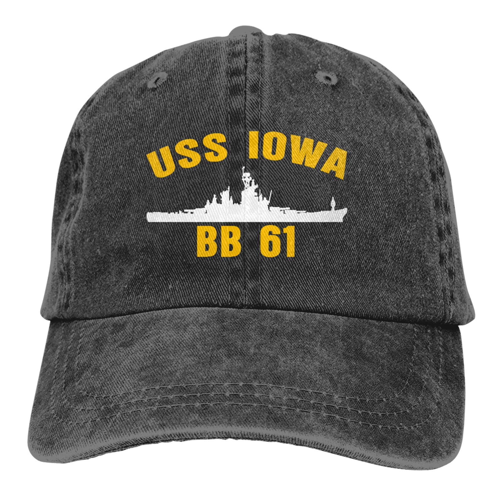 USS Iowa BB-61 Navy Baseball Cap - Vintage Denim Dad Hat for Men - Adjustable Cotton Baseball Cap for Military History Fans - Perfect for Veterans Day, Navy Events & Patriotic Outfits