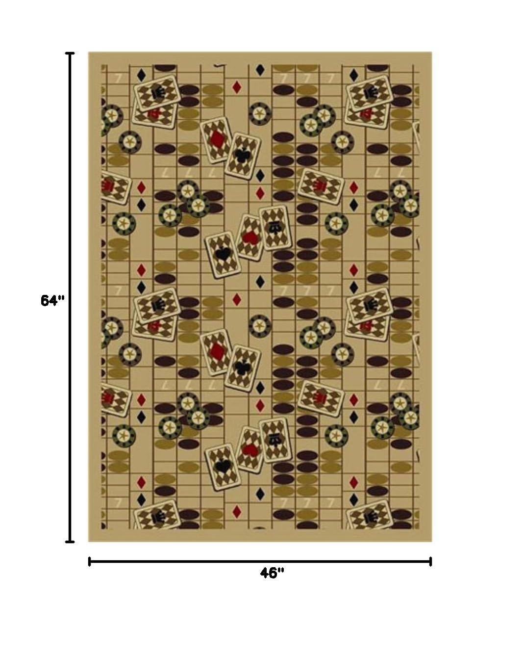 Joy Carpets Games People Play Feeling Lucky Gaming Area Rug - Soft Beige Non-Slip Carpet for Game Room, Living Room & Bedroom Decor - Perfect for Gamers, Kids Play Area & Home Theater Setup