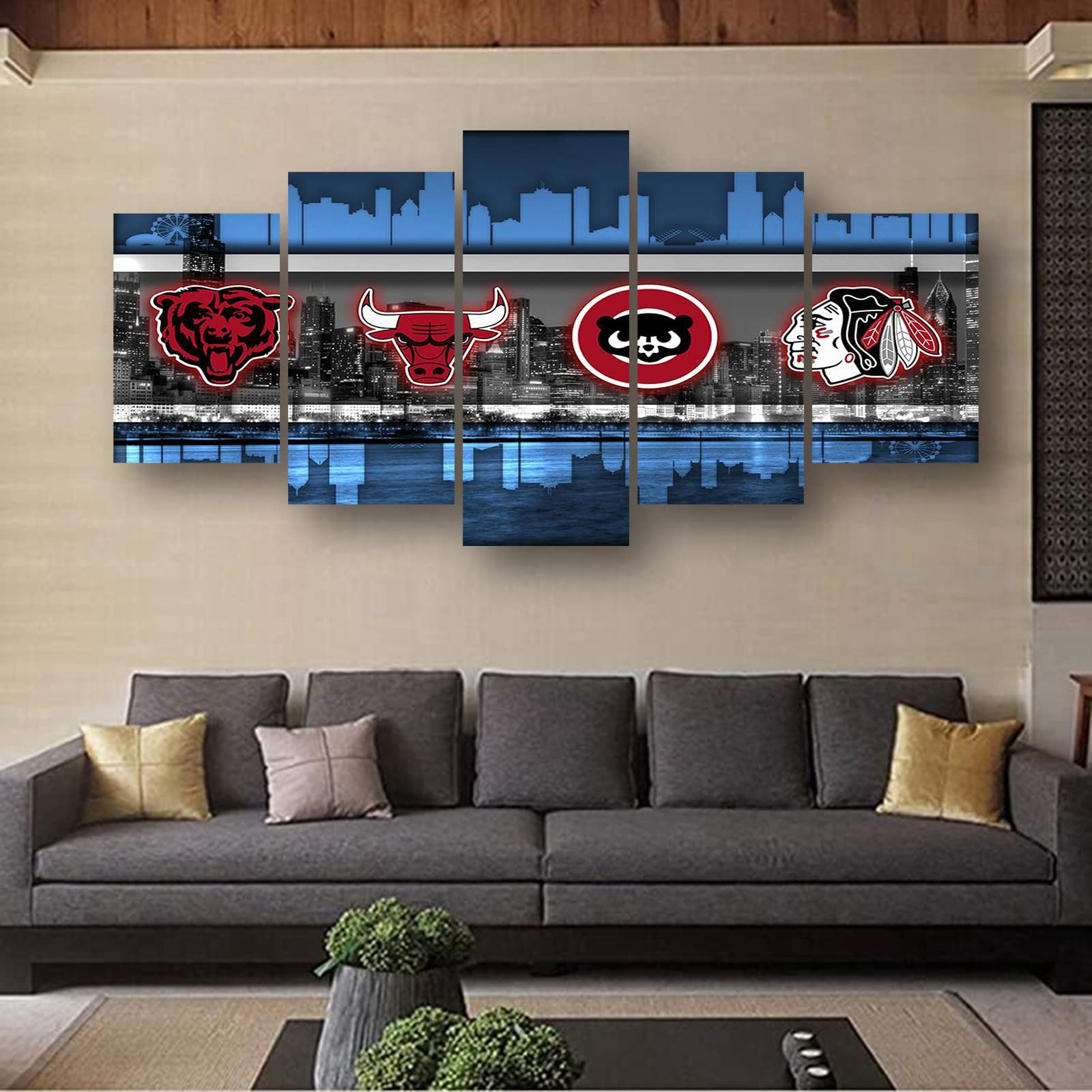 Chicago Bulls NBA Team Canvas Wall Art Print - Framed Sports Decor Poster for Man Cave, Game Room & Office (120x225cm) - Perfect for Basketball Fans & Home Decoration