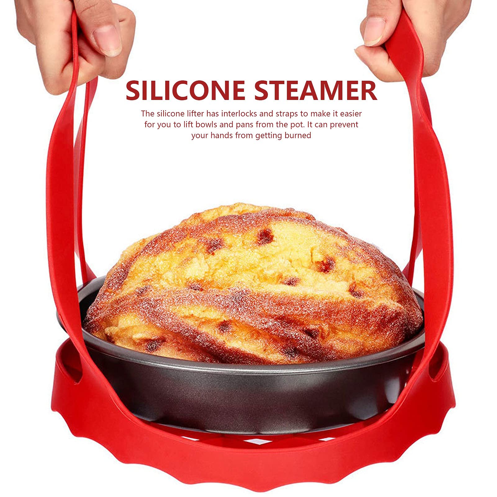 Premium Silicone Pressure Cooker Sling & Bakeware Lifter - Compatible with Instant Pot, Multi-Function Cooker | Heat-Resistant, BPA-Free | Perfect for Steaming Eggs, Vegetables & More (Red)