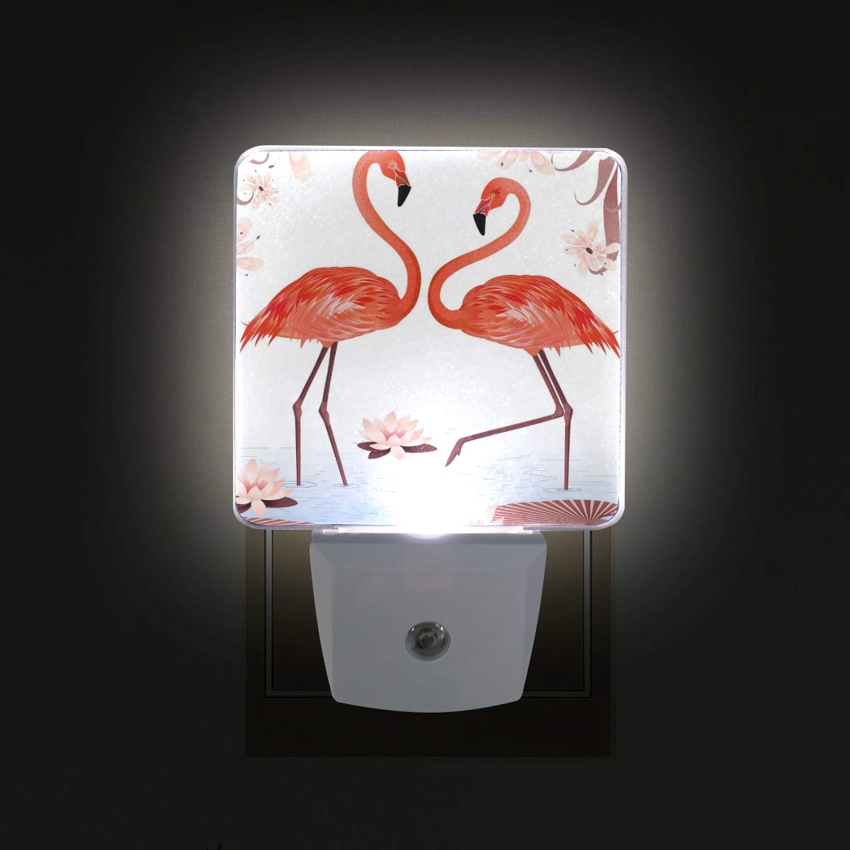 ALAZA 2 Pack LED Night Light with Flamingo & Water Lily Design - Dusk to Dawn Sensor, Plug-in Desk Lamp for Home Decor, Bedroom, Nursery, or Office