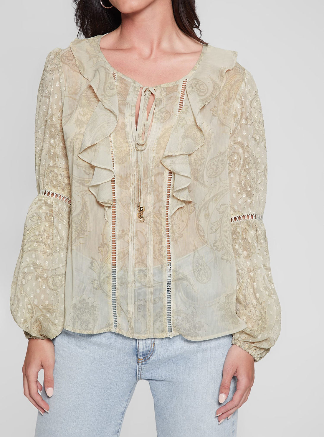 Eco-Friendly Beige Long Sleeve Laila Top for Women - Sustainable Fashion for Casual Wear & Office Outfits