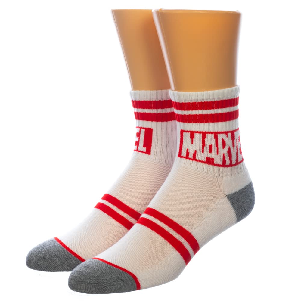 Marvel Quarter Men's 3-Pack Cotton Crew Socks - Superhero Graphic Ankle Socks for Casual Wear, Gym & Everyday Comfort