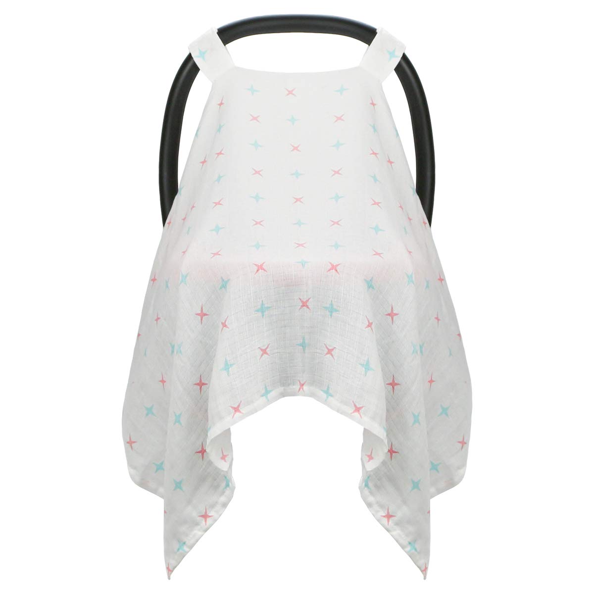 Breathable Cotton Muslin Car Seat Canopy Cover for Baby Girls & Boys - Soft & Lightweight - Star Pattern - Perfect for Strollers, Car Seats & Outdoor Protection