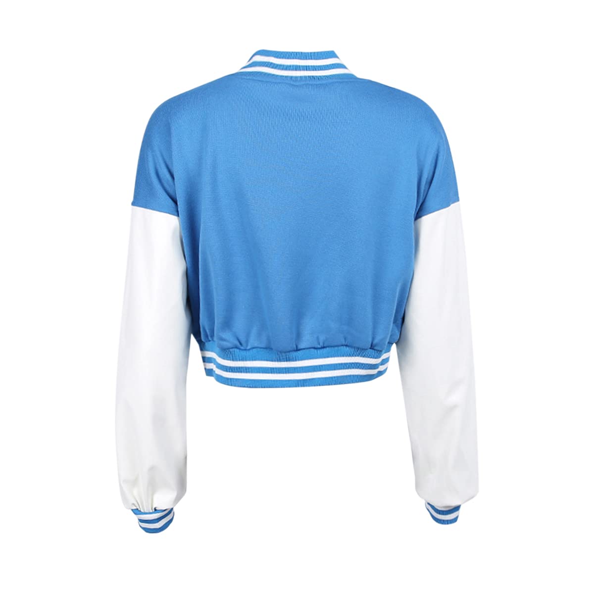 KIRJAUDU Women's Colorblock Patchwork Varsity Baseball Jacket - PU Leather Sleeve Cropped Bomber Jacket Coat for Casual Outfits & Streetwear Fashion