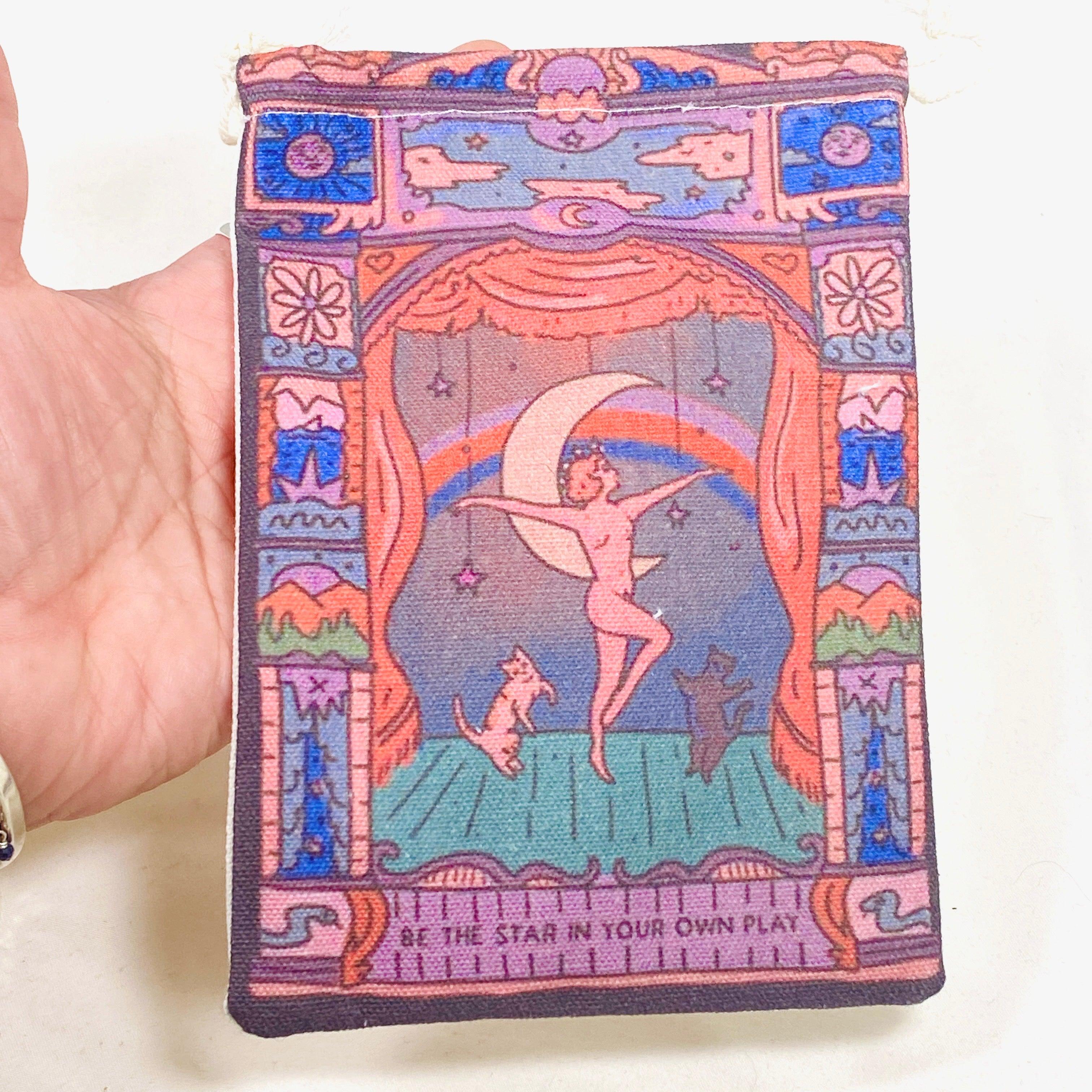 Premium Canvas Drawstring Bag for Tarot Cards & Crystals - Perfect for Dancers, Yoga Enthusiasts & Spiritual Practitioners - Portable Storage for Travel, Festivals & Daily Use