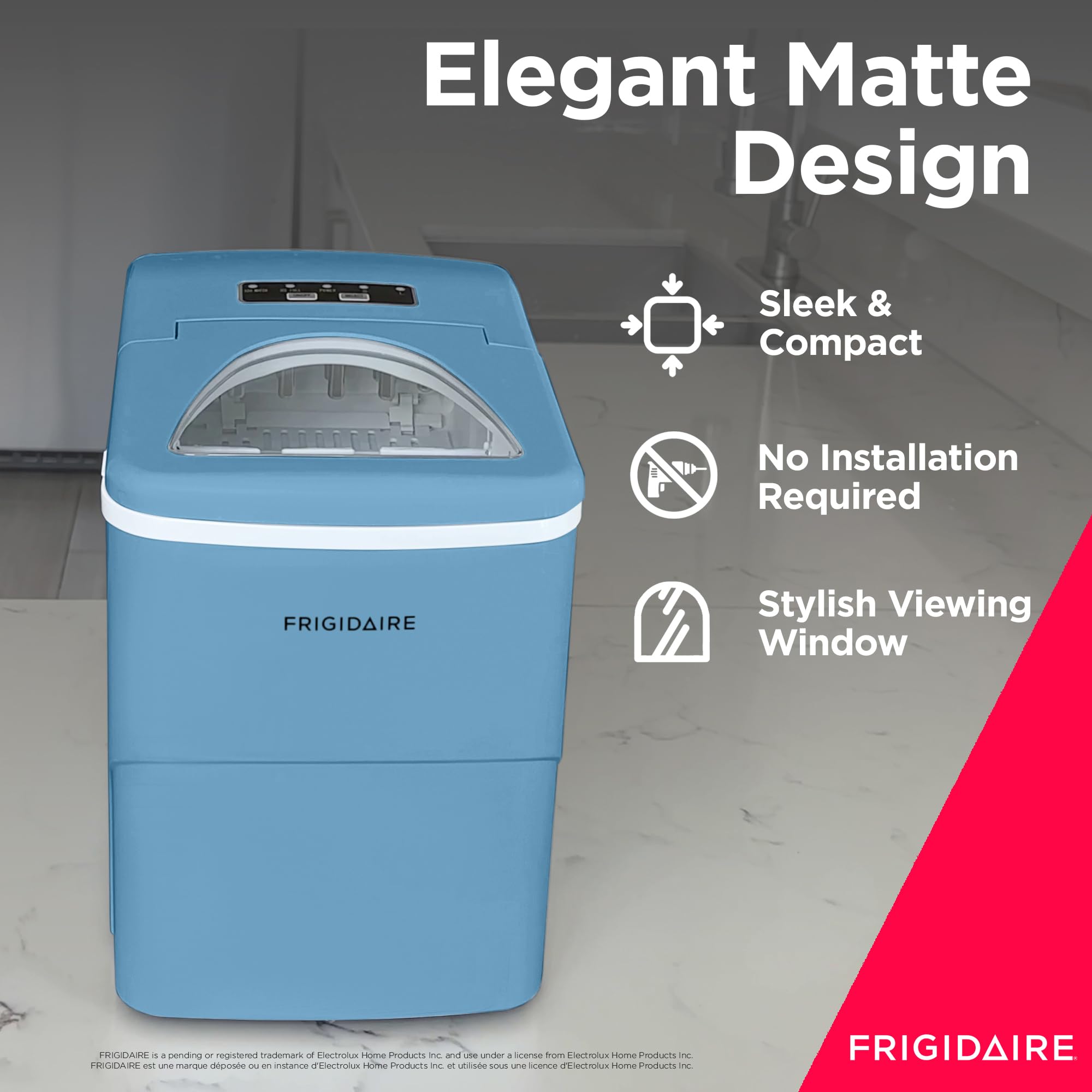Frigidaire EFIC108-Blue Portable Countertop Ice Maker - 26 lbs Daily Output - Compact & Energy Efficient - Perfect for Home, Office, RV, and Outdoor Use