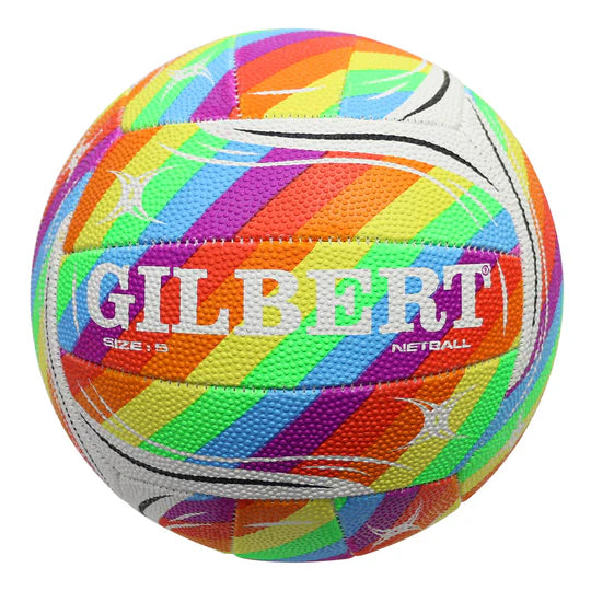 Gilbert Rainbow Netball - Official Size 5 Netball for Women & Girls - Vibrant Rainbow Colors - Perfect for Training, Matches & Outdoor Play