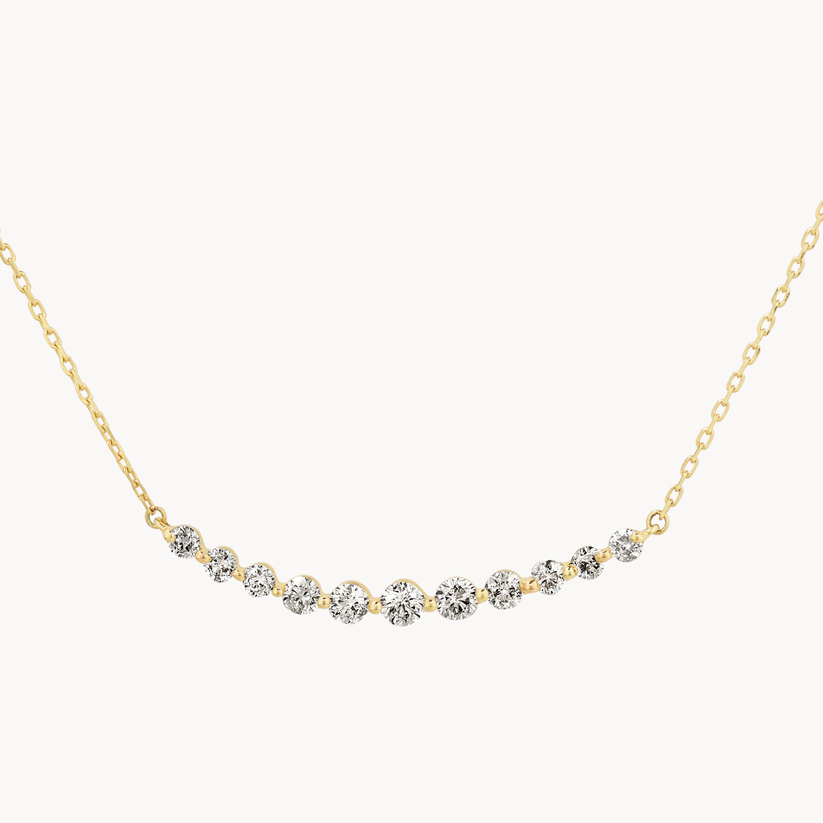 10k Gold Graduated Diamond Bar Necklace - Elegant Layered Pendant for Women, Perfect for Weddings, Anniversaries & Special Occasions