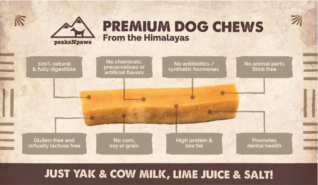 Premium Yak Cheese Dog Treats - Natural Himalayan Yak Chews for Dogs - Grain Free, Lactose Free, Easily Digestible - 100% Eco-Friendly Packaging (5 Lb Bag) - Perfect for Training, Chewing & Dental Health