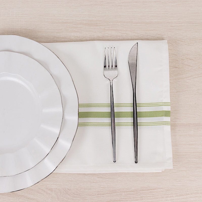 10 Pack Striped Polyester Napkins 18x22 Inches - Elegant Table Linens for Dinner Parties, Weddings & Home Decor