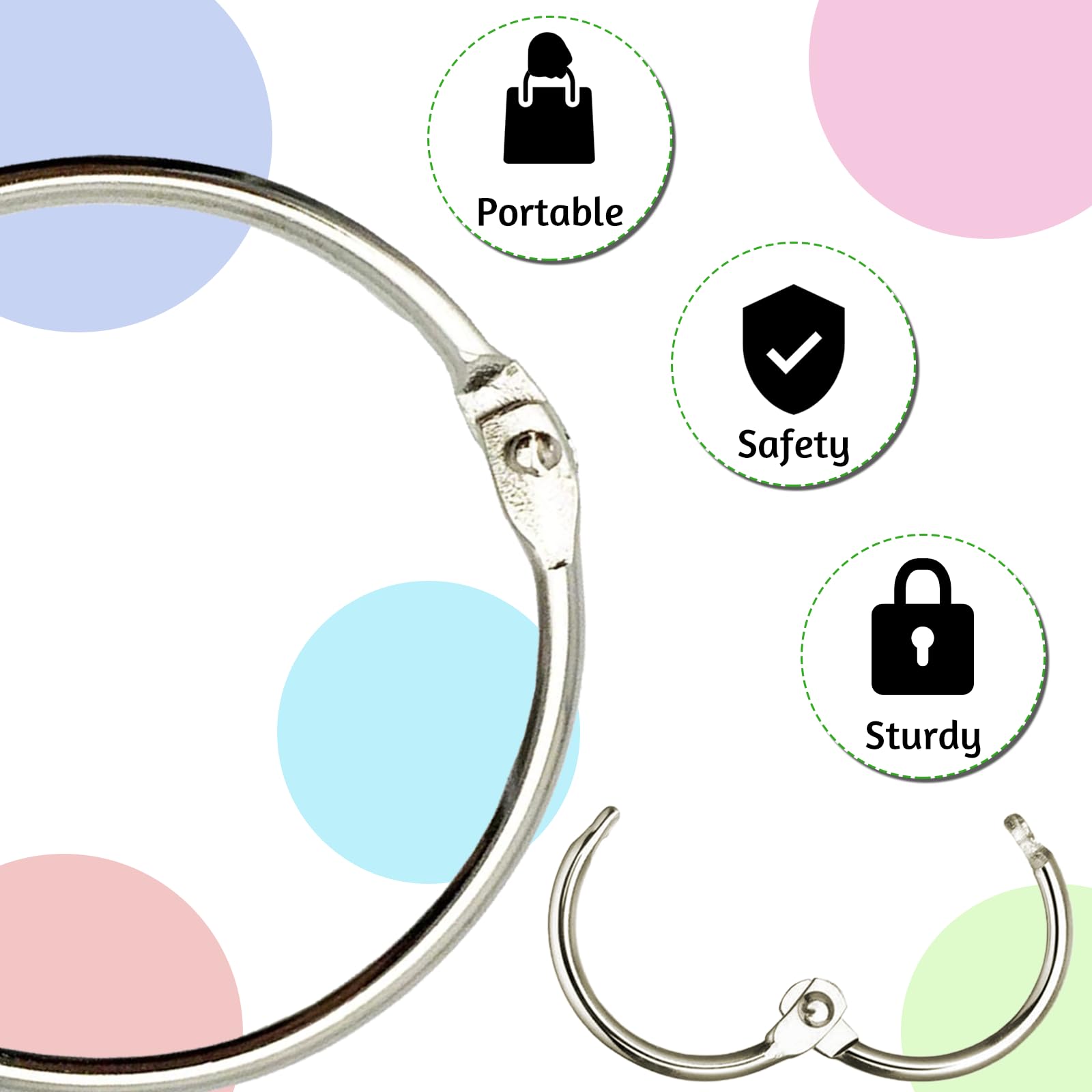 OWLKELA 1 Inch Binder Rings (50 Pack) - Nickel Plated Steel Loose Leaf Book Rings for Flashcards, Index Cards, Key Chains | Perfect for Office Organization, School Supplies, DIY Projects & Crafting