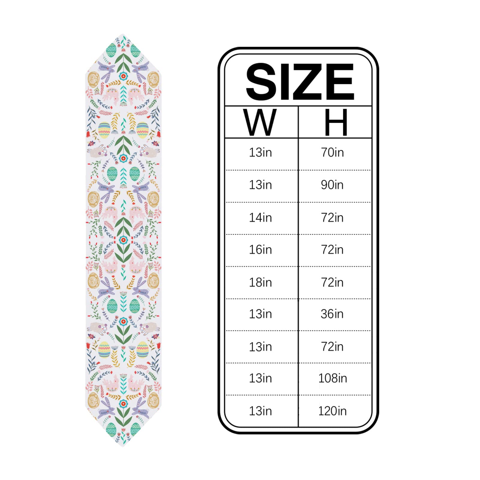 Easter Table Runner - 13x108 Inch Bunny & Eggs Design Spring Floral Decorative Table Scarf for Easter Dinner, Kitchen Decor, Home Party & Seasonal Celebration - Perfect for Holiday Dining Room Decorations