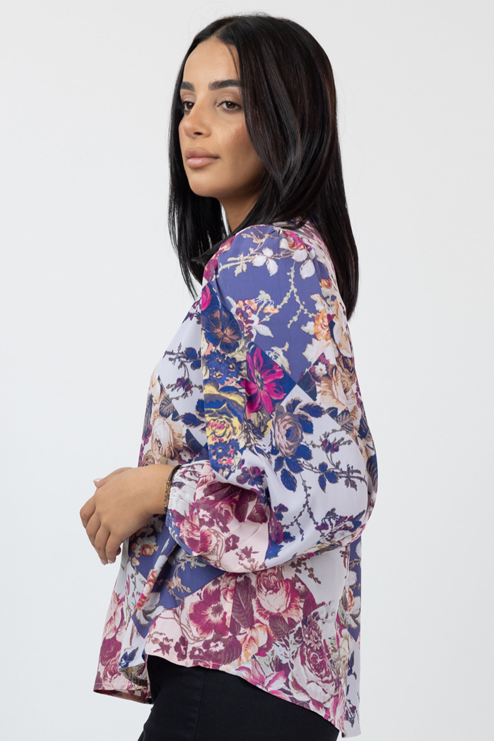Lila Floral Shirt for Women - Stylish Floral Print Blouse, Comfortable & Breathable - Perfect for Spring Outfits, Office Wear & Casual Dates