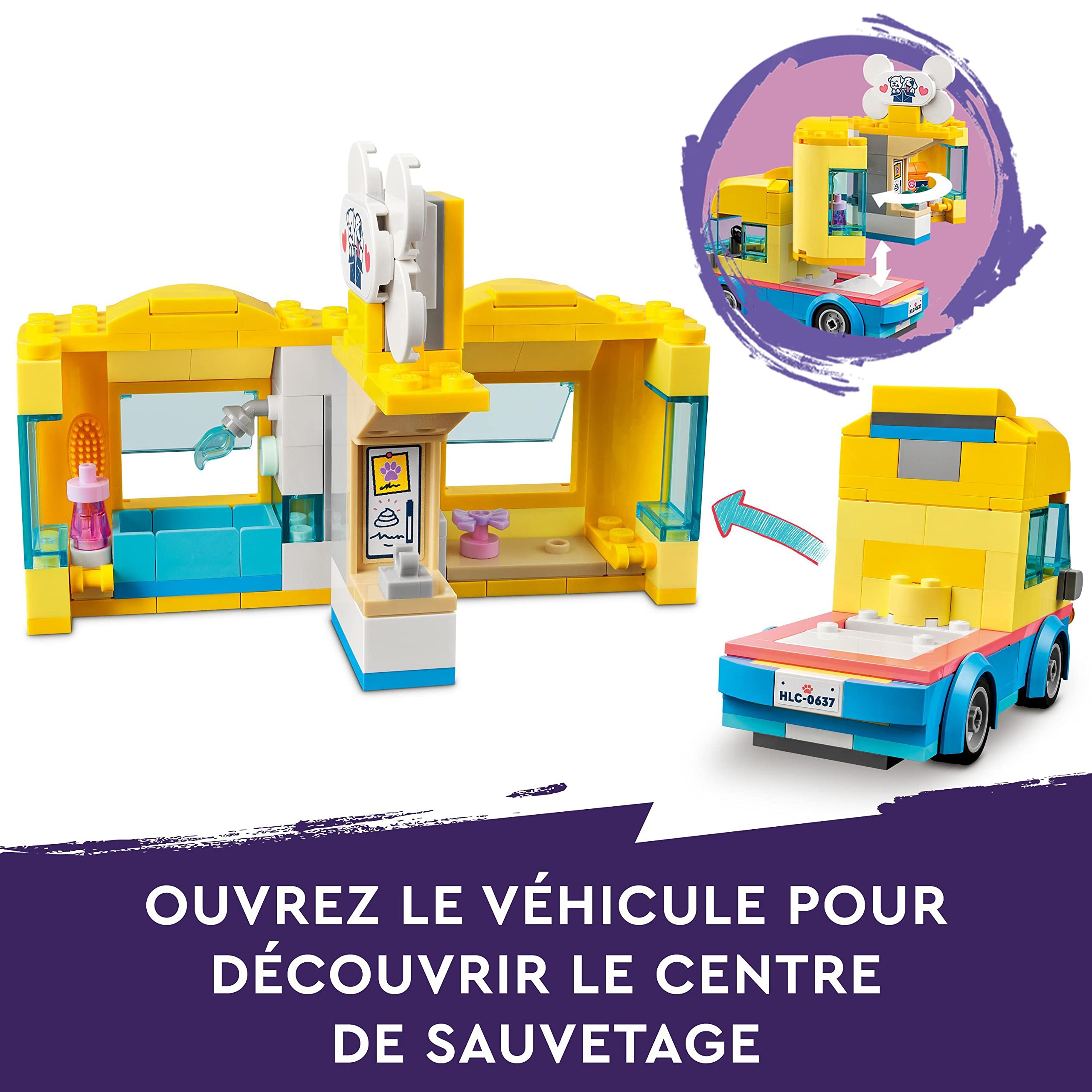 LEGO 41741 Friends Dog Rescue Van Toy Set with Puppy Figures, Building Kit for Kids Ages 6+, Perfect Birthday Gift for Boys & Girls - Play Vet Clinic & Animal Rescue Scenes (2023 Series)