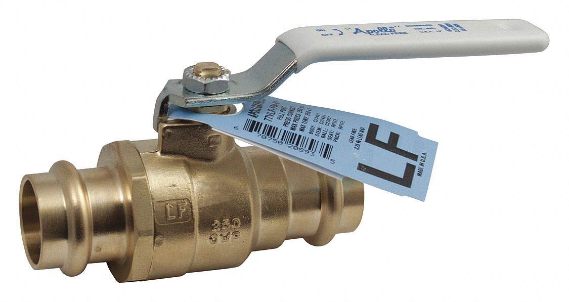 Apollo Lead-Free Brass Press x Press Ball Valve with Lever Handle - 77VLF10501 for Plumbing, HVAC, and Water Supply Systems