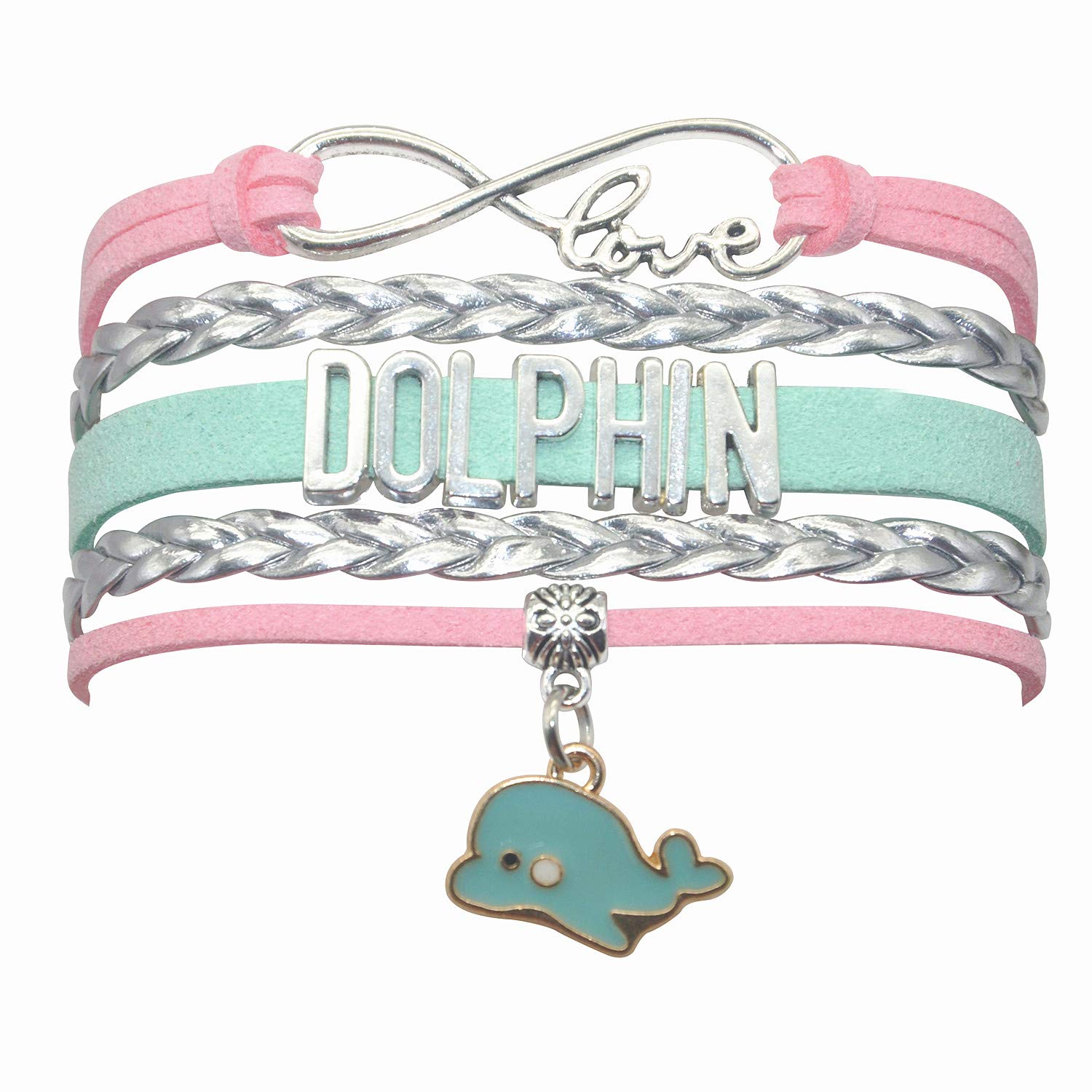 HCChanshi Infinity Love Dolphin Bracelet - Cute Dolphin Jewelry Gift for Dolphin Lovers & Fans | Perfect for Beach Vacations, Marine Enthusiasts & Ocean-Themed Parties