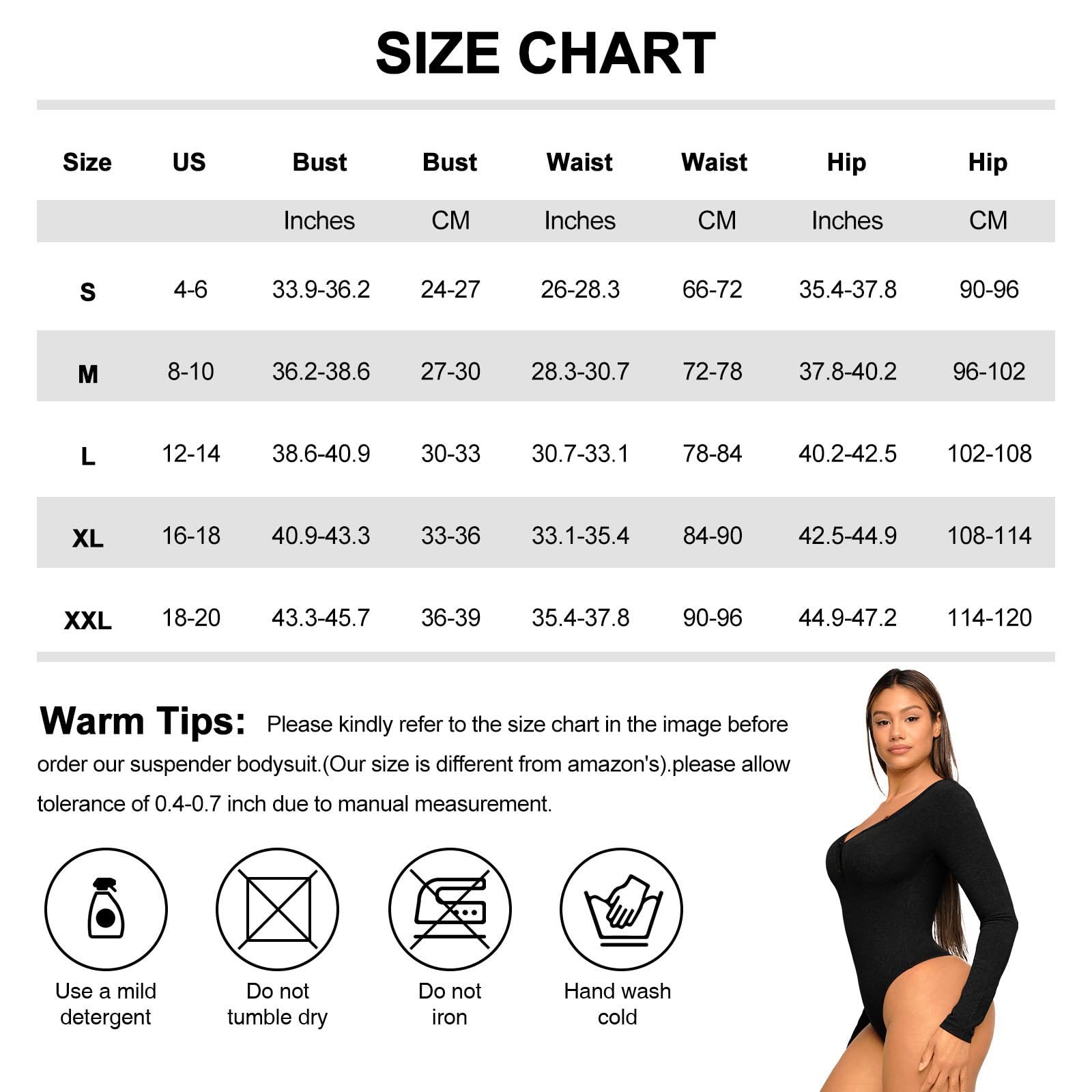 FeelinGirl Women's Deep V Neck Long Sleeve Bodysuit - Tummy Control Shapewear Thong Bodysuit for Slimming & Layering | Perfect for Work, Date Night & Everyday Wear