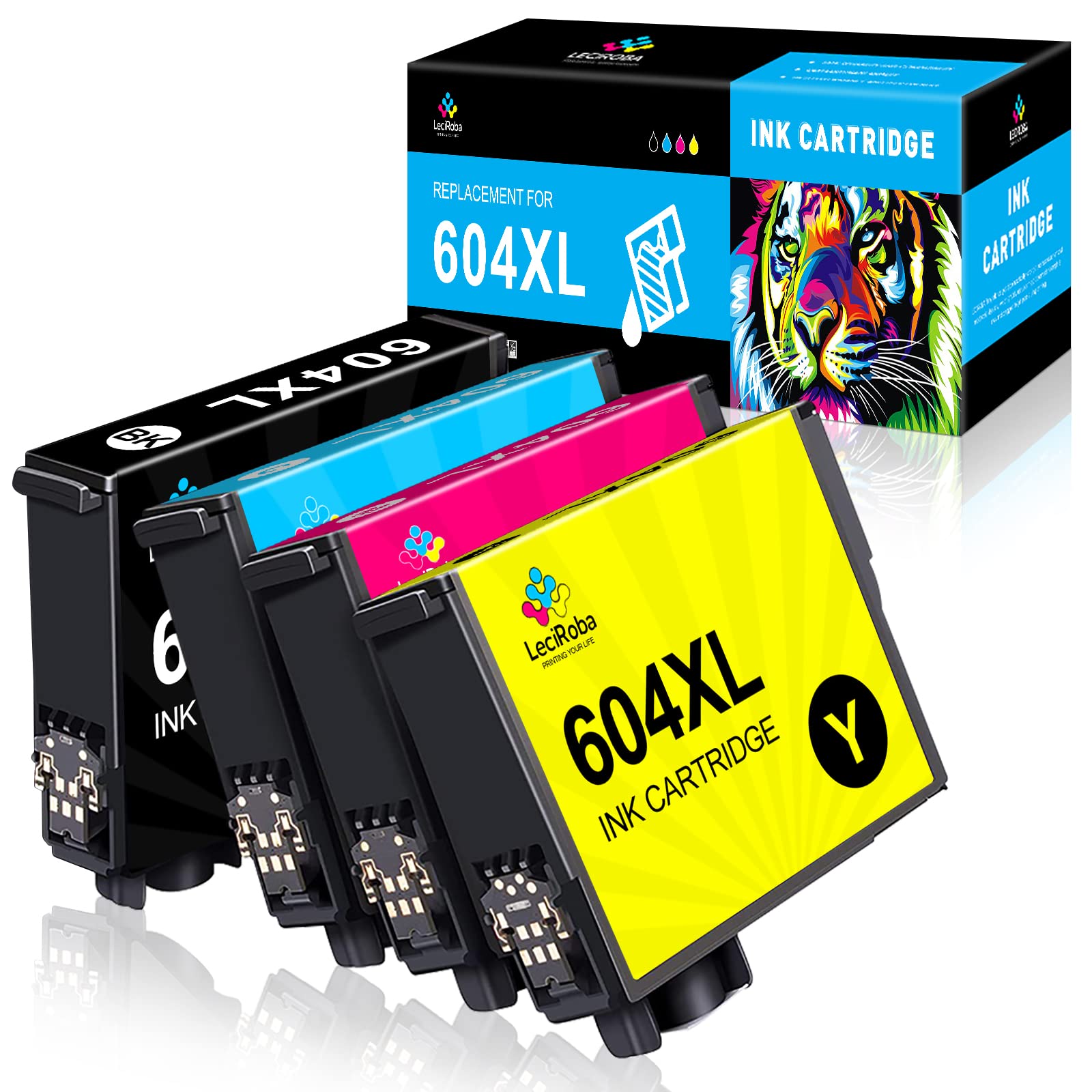 LeciRoba 604XL Ink Cartridges (4-Pack) for Epson Printers - Home & Office Use