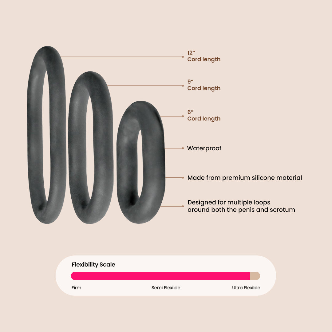 XPLAY® 6, 9 and 12 Ultra Wrap Ring Pack - Customizable Penis Ring for Enhanced Pleasure | Couples Intimacy & Sensual Massage Accessories