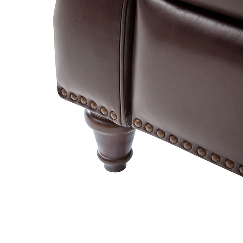 Myria Genuine Leather Nailhead Recliner Chair - Modern Living Room Furniture with Tufted Back and Padded Armrests | Perfect for Home Theater, Gaming, and Relaxation