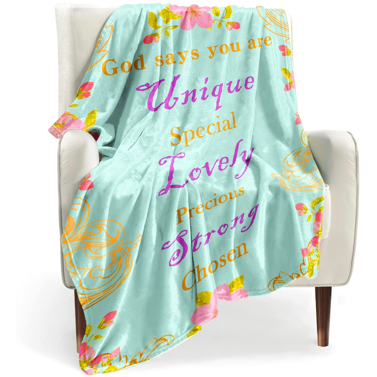 50x60 Inch Christian Prayer Throw Blanket - Inspirational Religious Gifts for Women, Catholic Spiritual Birthday Present | Cozy Bible Study Blanket, Church Worship Companion, Prayer Shawl for Devotional Time