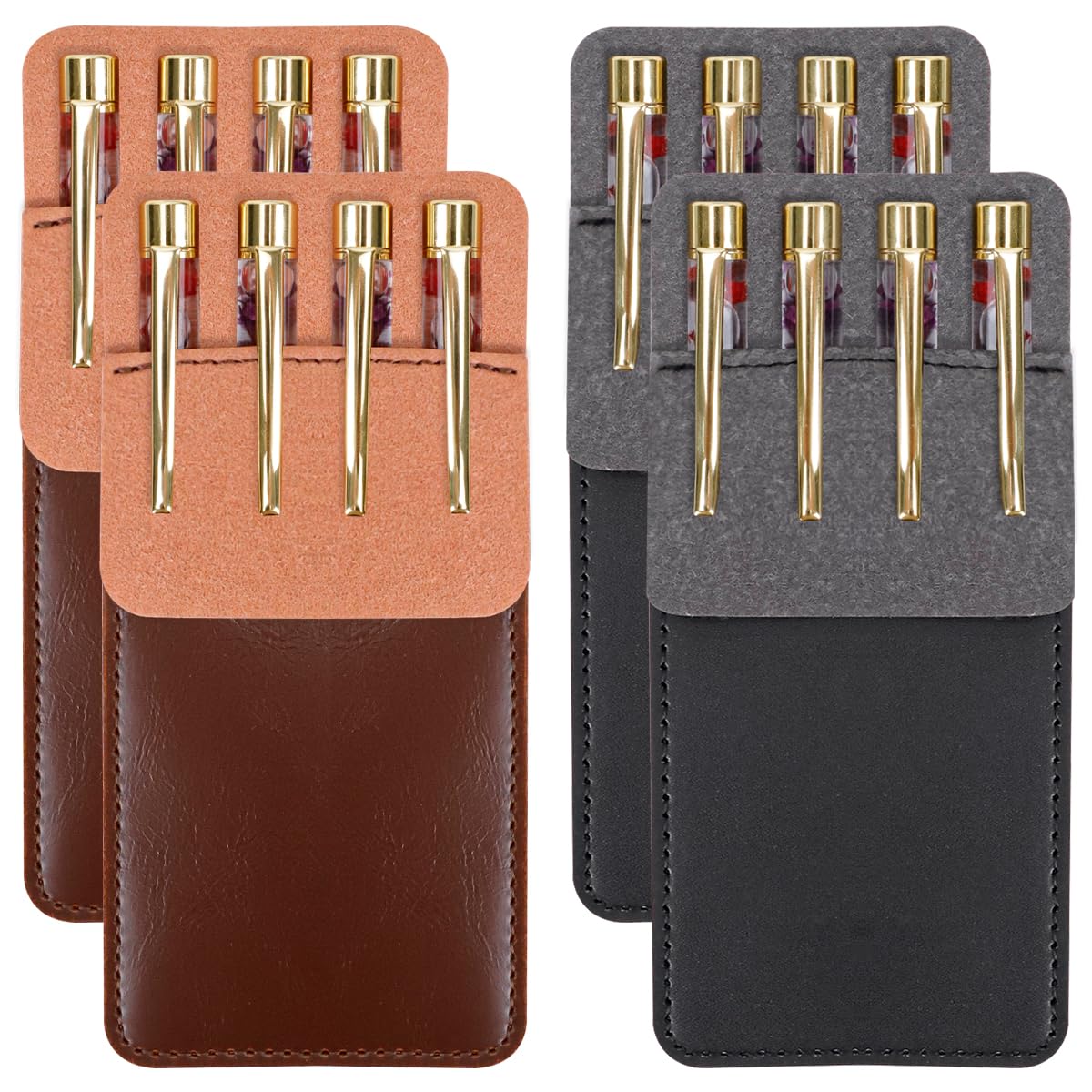 4-Pack Leather Pen Pouch Organizer - Pocket Protector for Pens & Pencils - Office & School Use