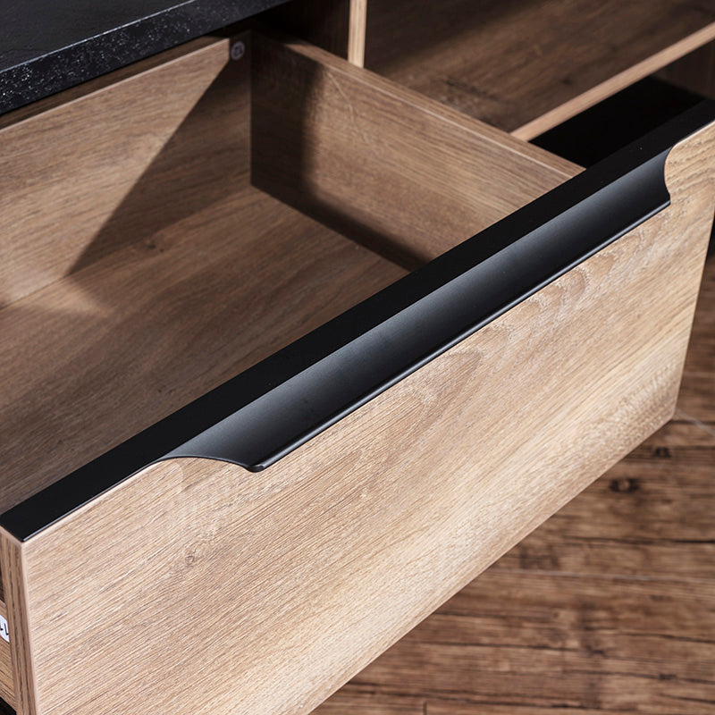 BALDER Executive Desk with Right Return 1.8M-2.0M Warm Oak & Black - Modern Office Furniture for Home & Business Workspaces