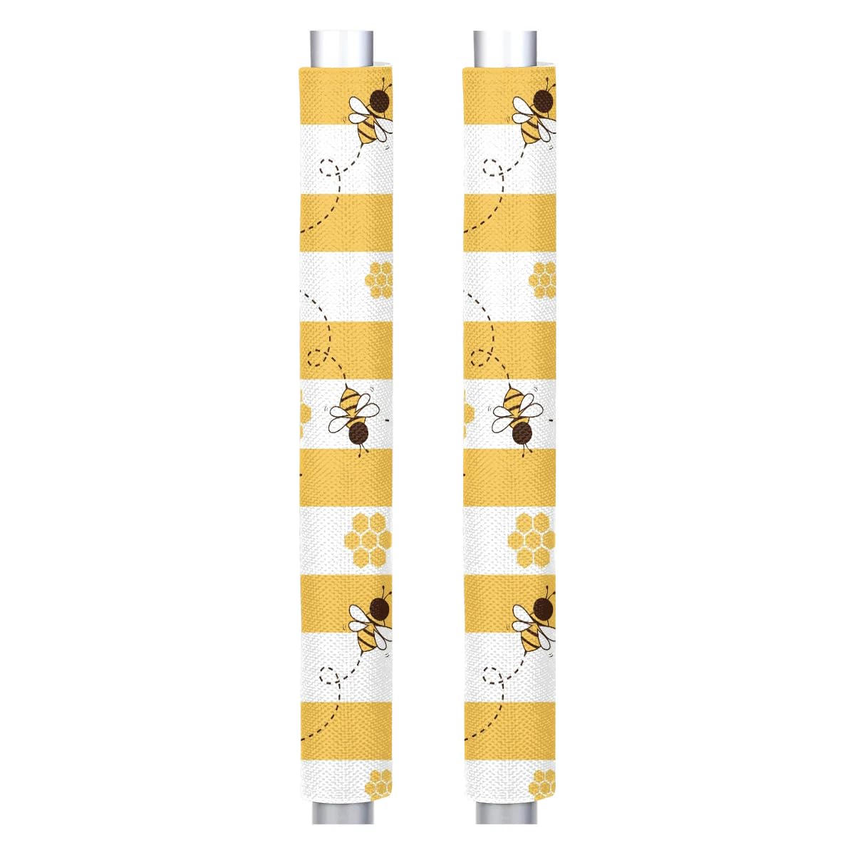 Striped Bee Refrigerator Door Handle Covers Set of 2 - Washable Kitchen Appliance Handle Protectors for Fridge, Microwave, Dishwasher & Oven - Food & Oil Stain Resistant - Perfect for Modern Kitchens & Home Decor
